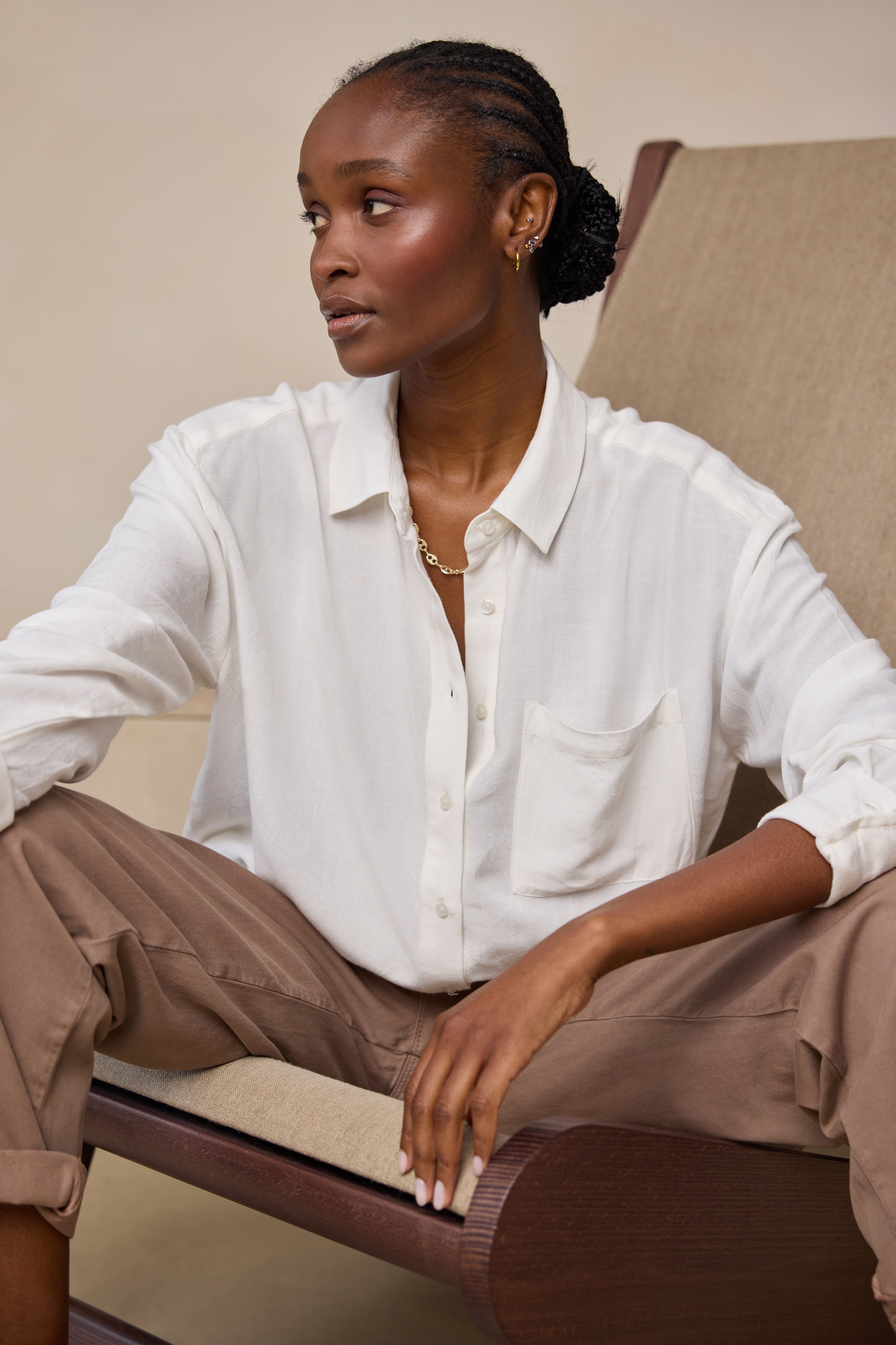 The Perfect Viscose Linen Shirt - Ivory - Eleven Loves