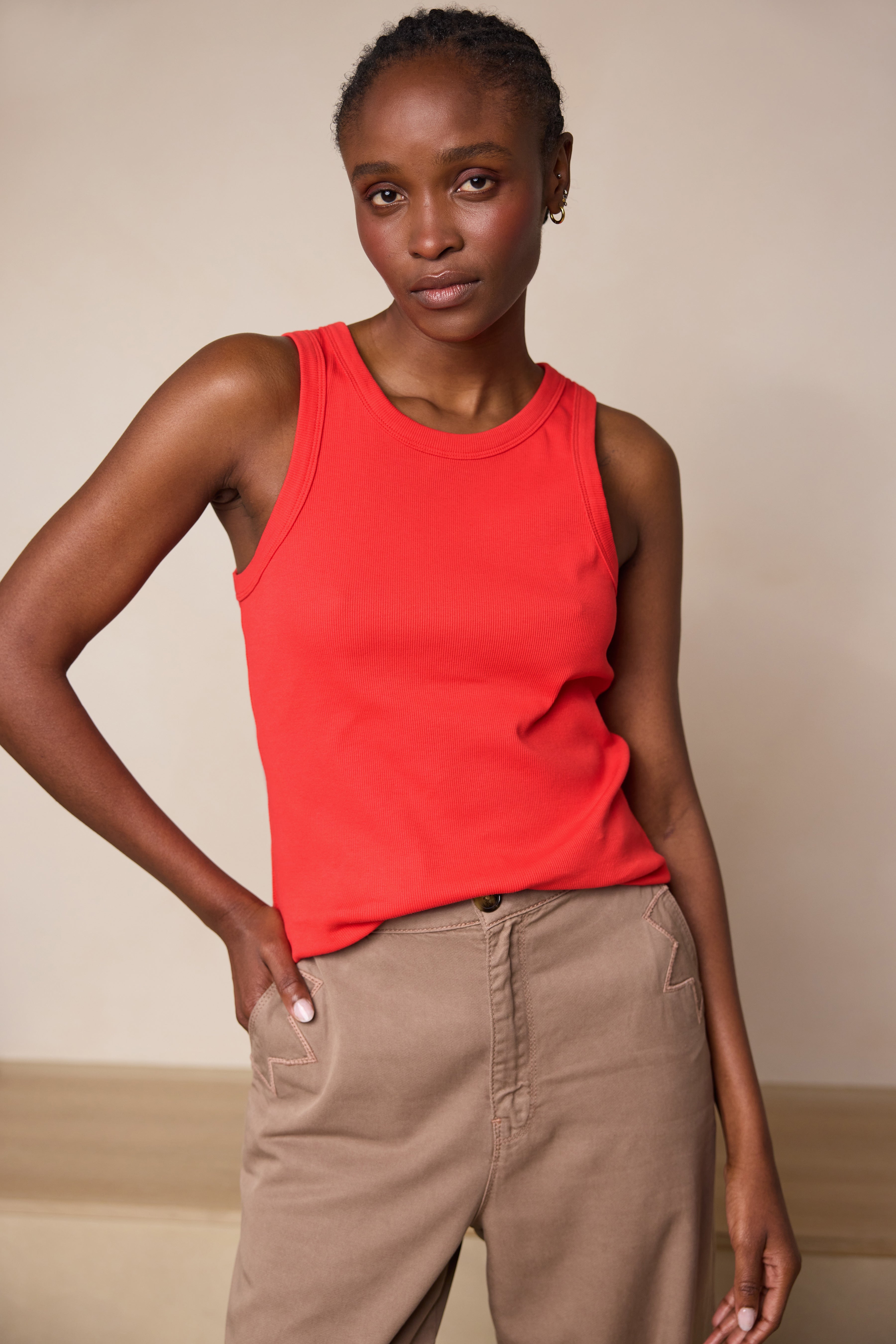 Maya Rib Jersey Vest - Red