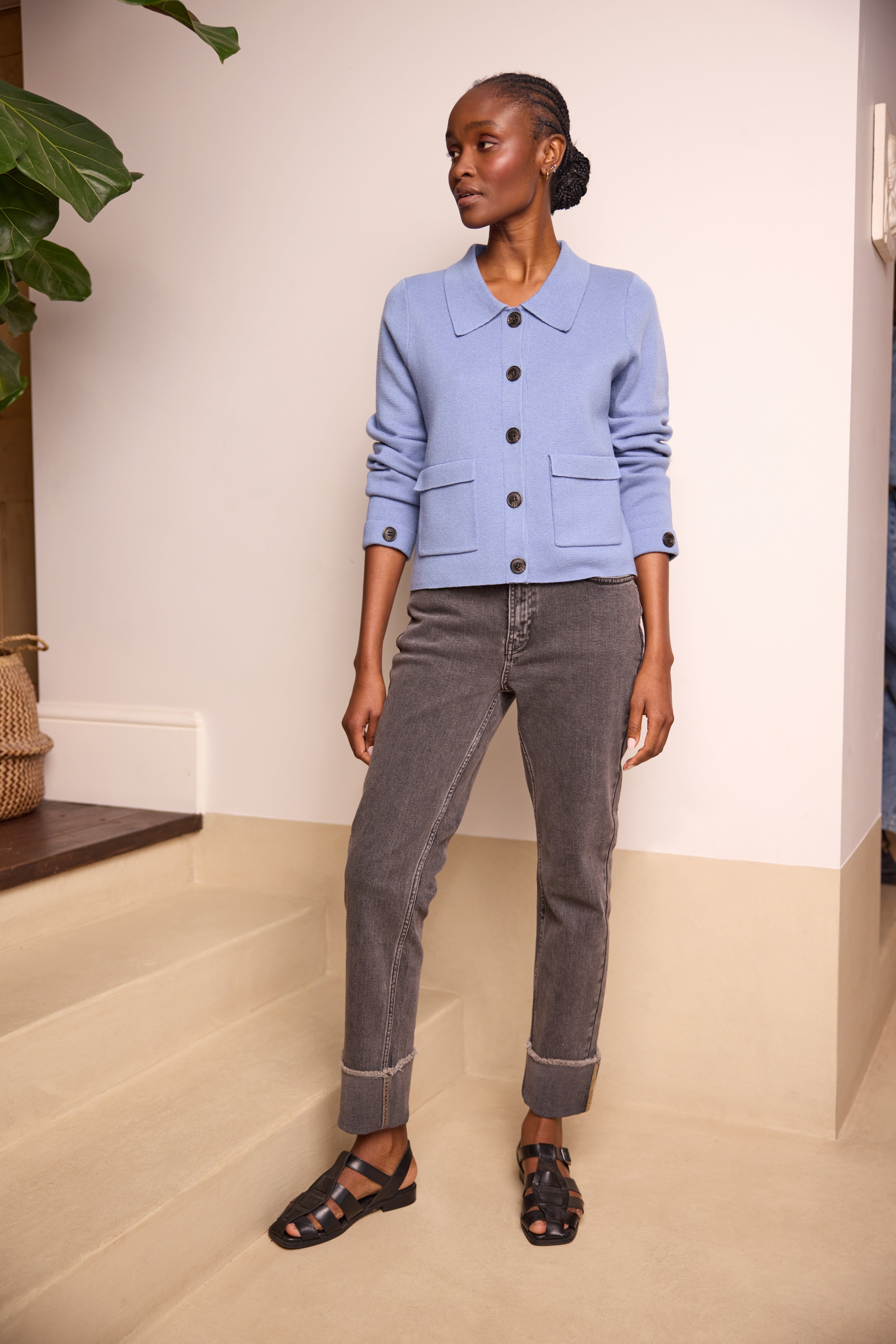 Maeve Knitted Jacket - Cornflower Blue