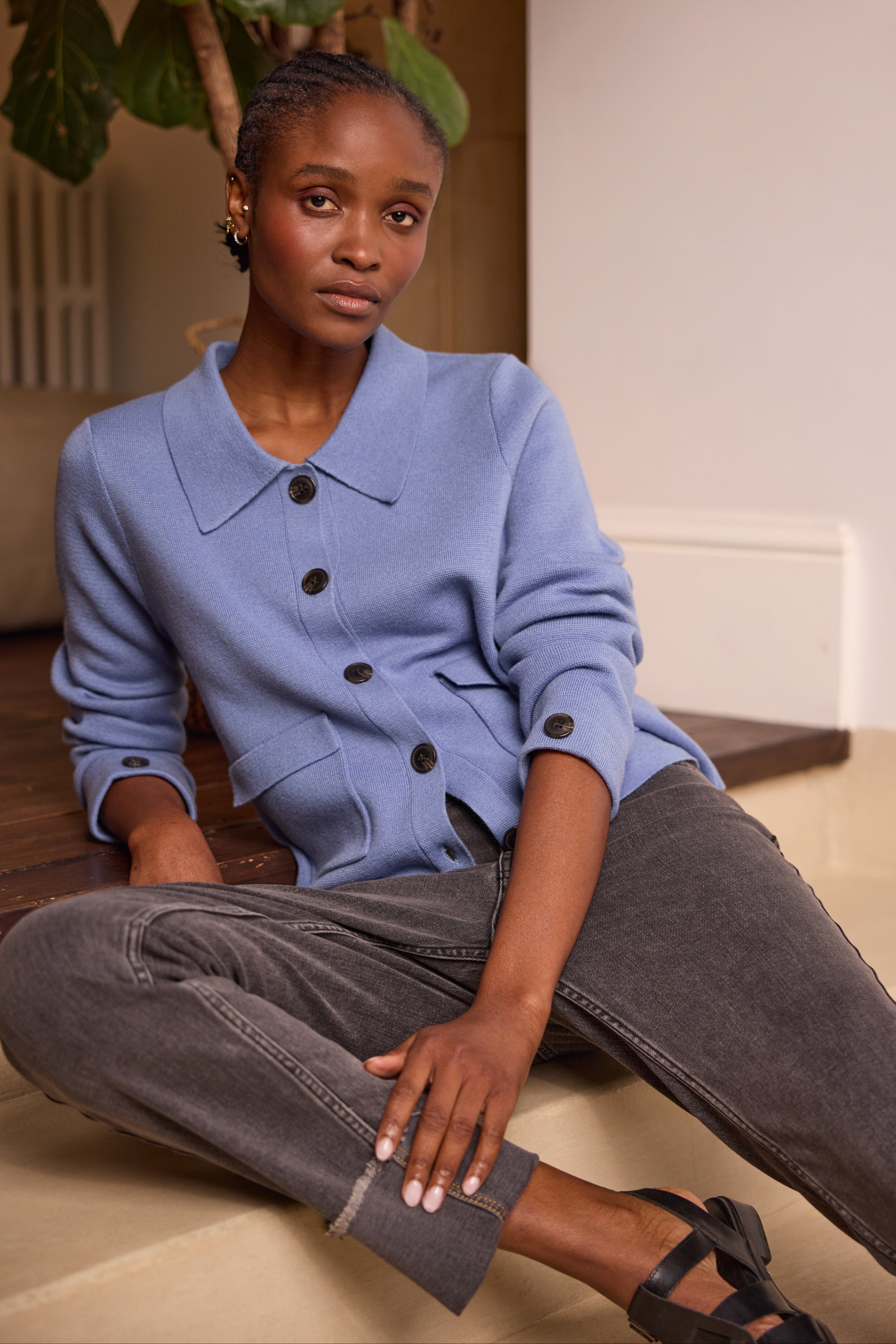 Maeve Knitted Jacket - Cornflower Blue