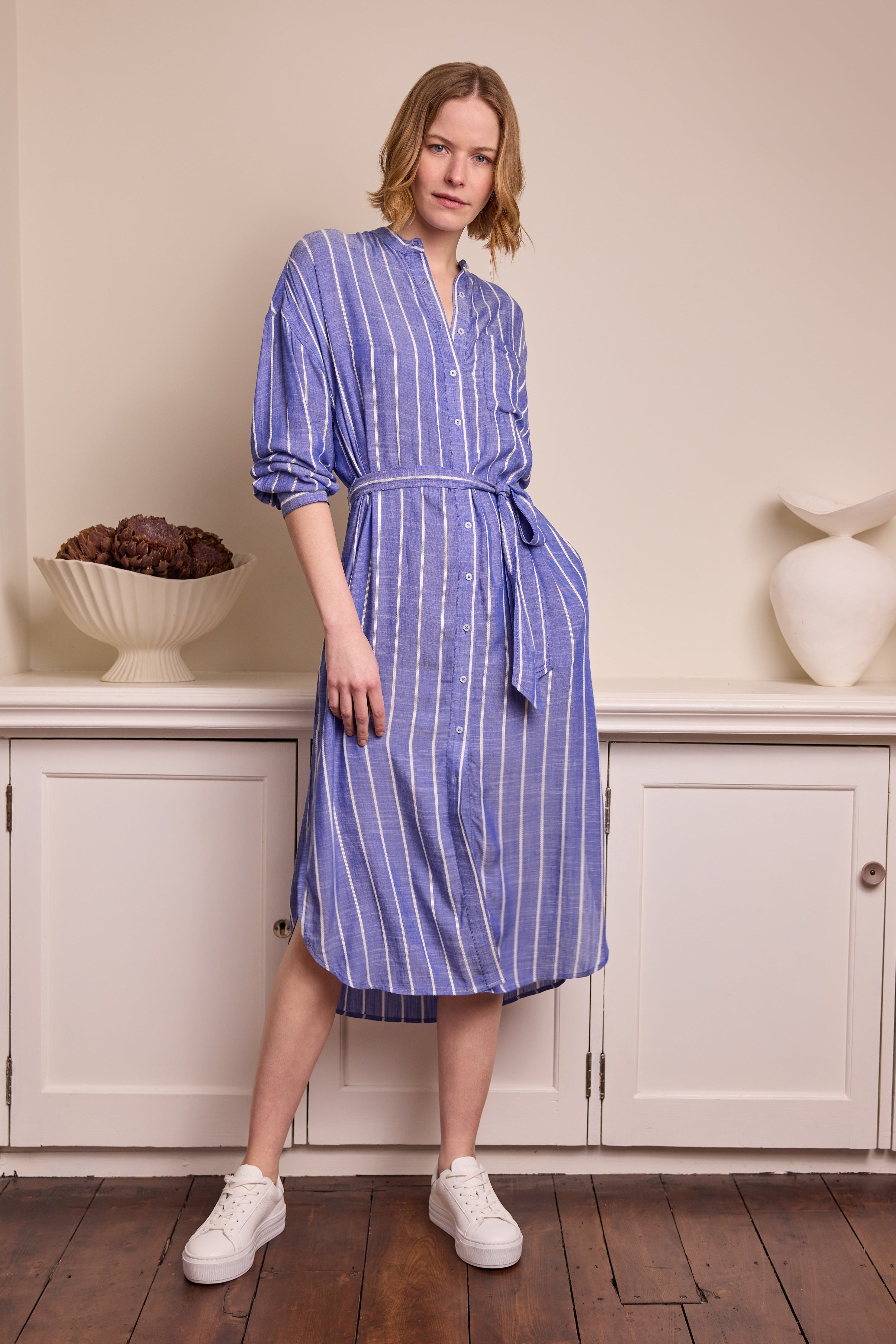 Sandrine Shirt Dress - Navy/Ivory