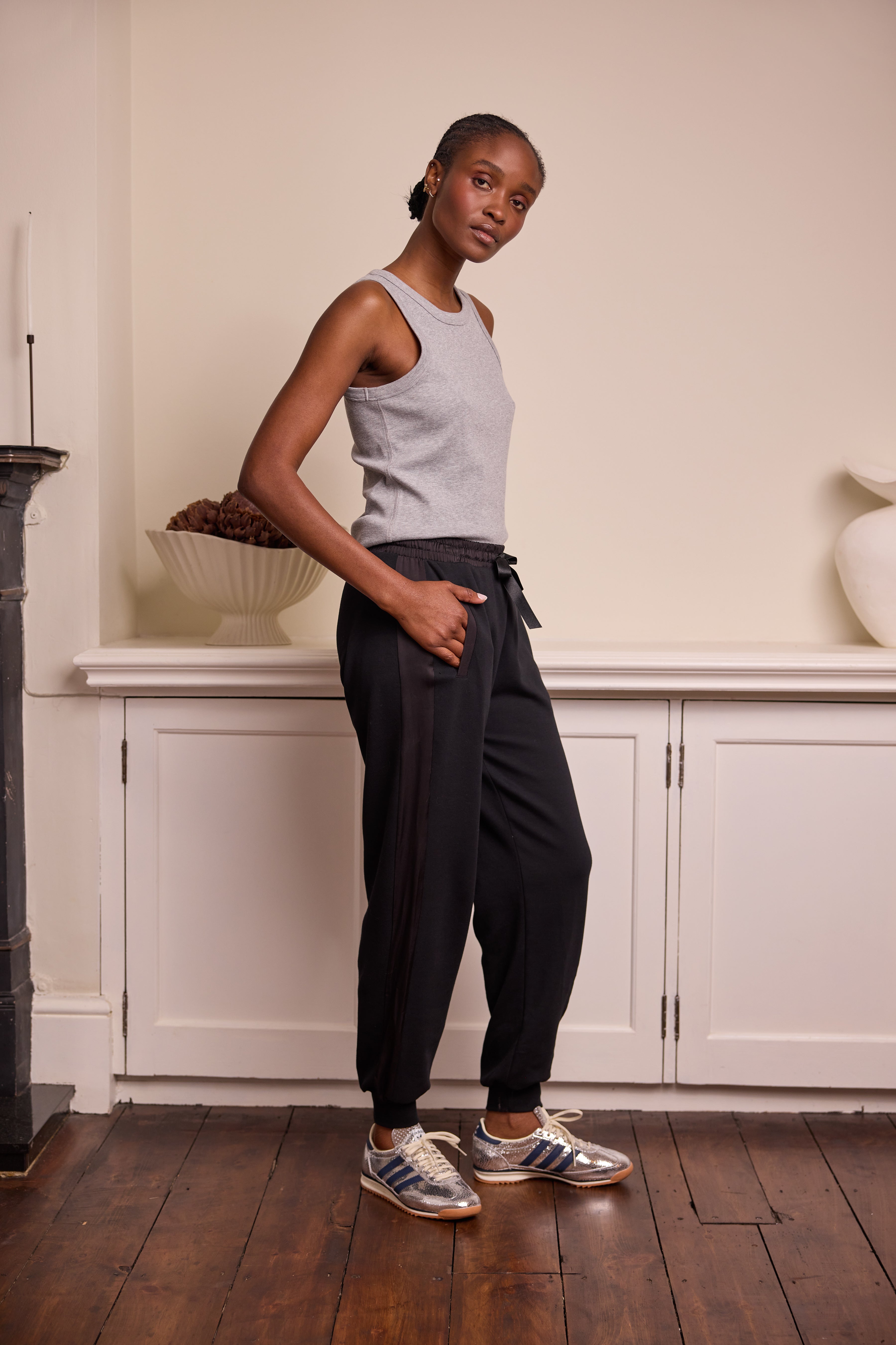 Perfect Side Stripe Joggers - Black