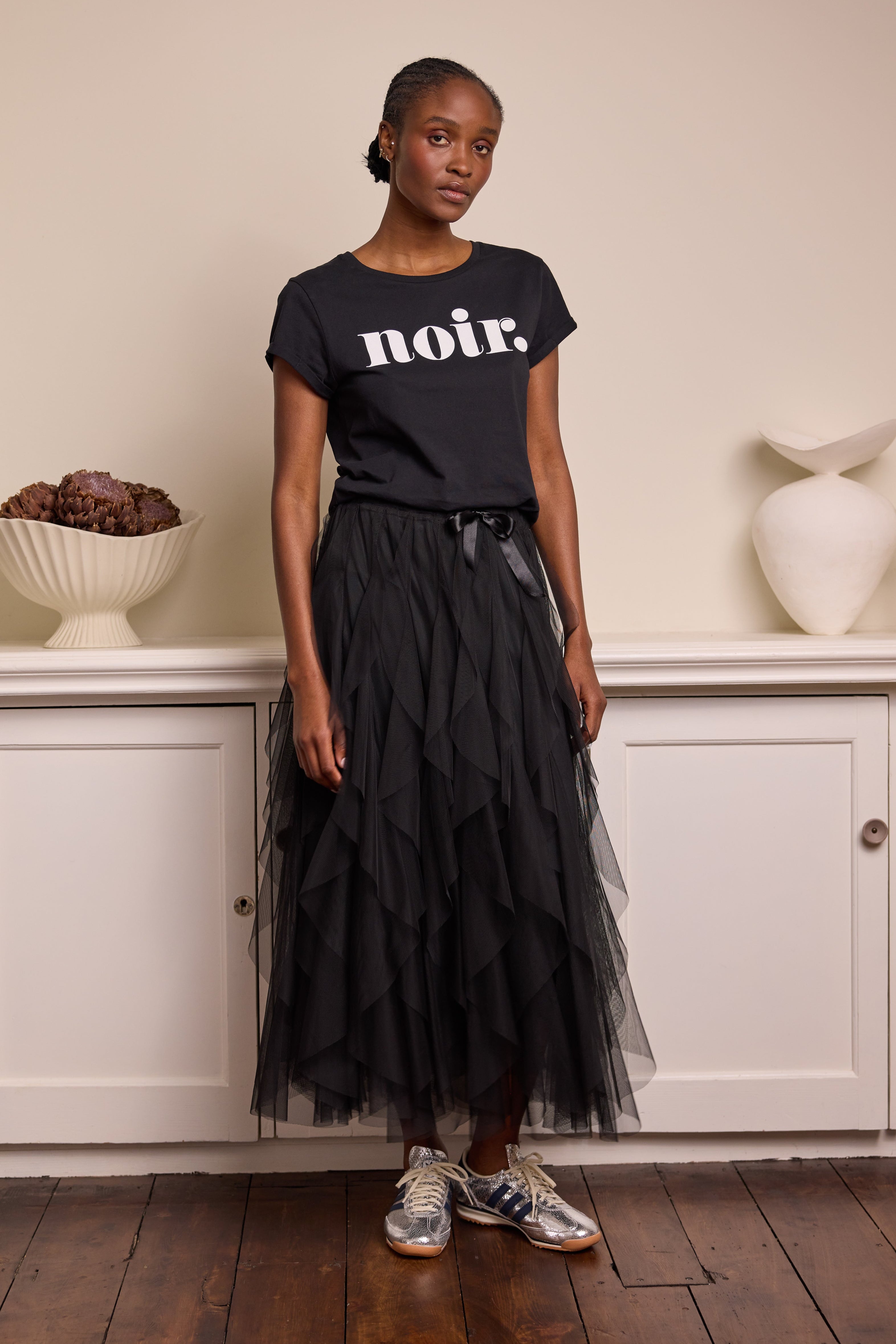Iris Tulle Maxi Skirt - Black