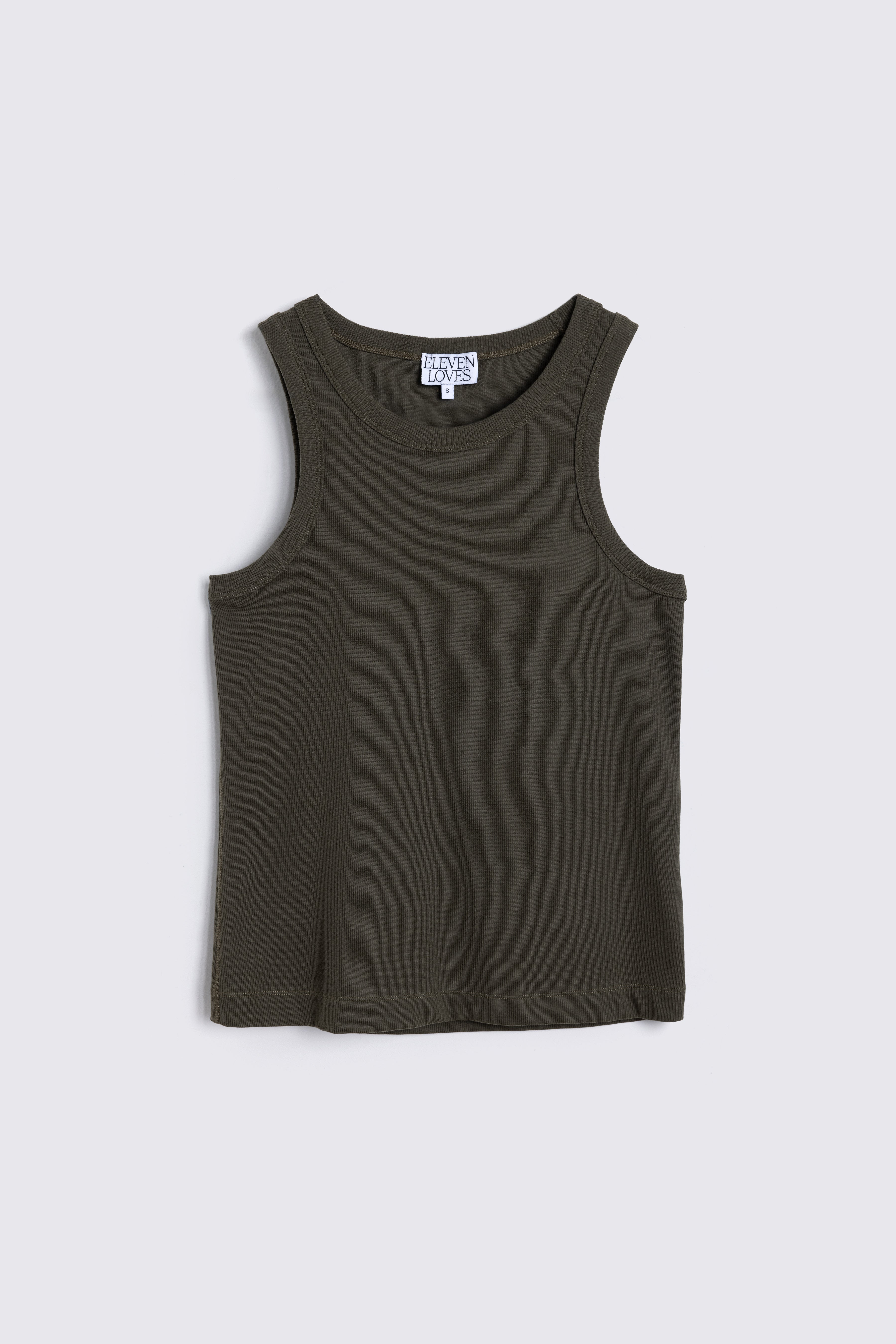 Maya Rib Jersey Vest - Olive - Eleven Loves