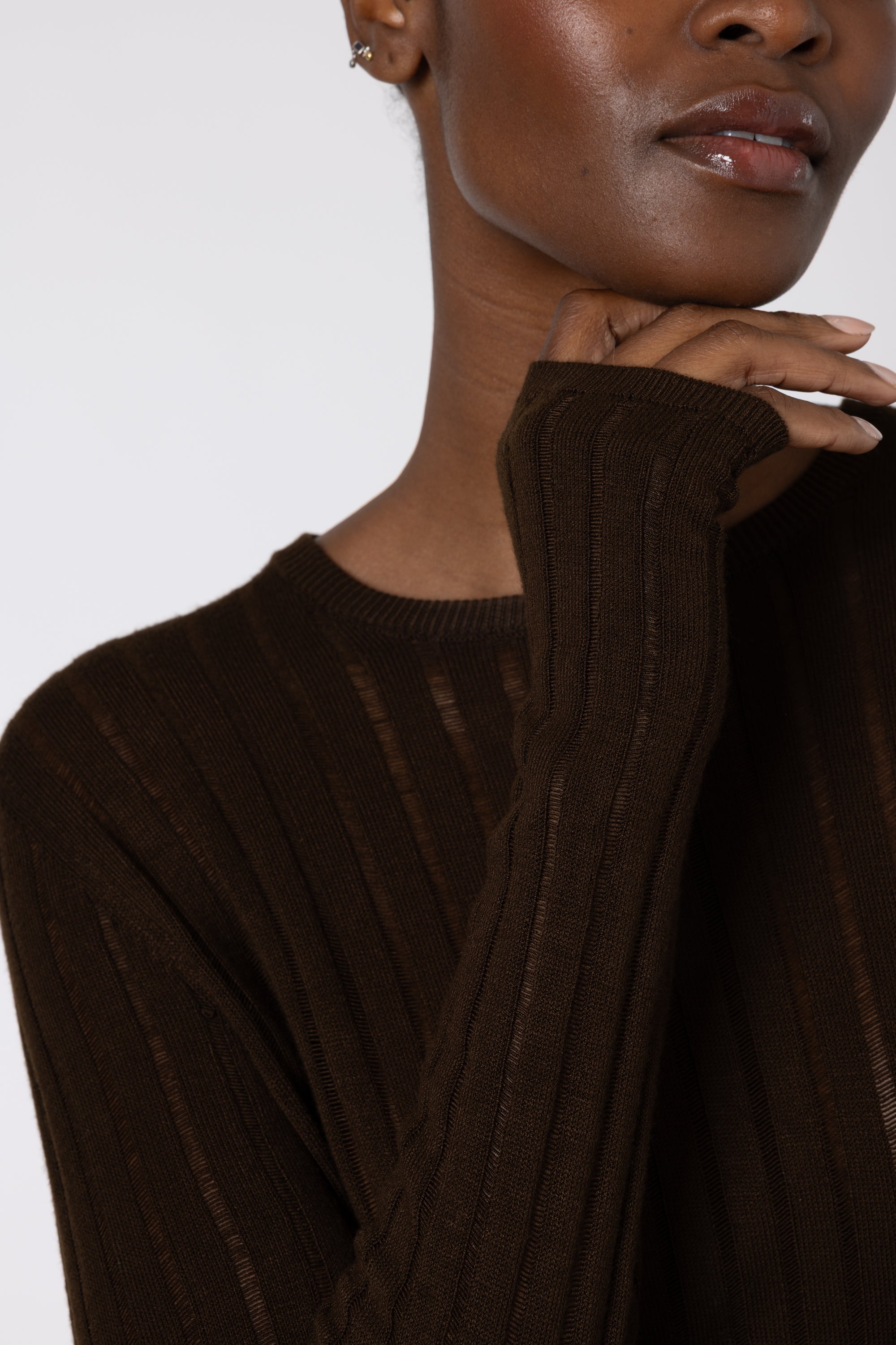 Iggy Sheer Rib Jumper - Chocolate