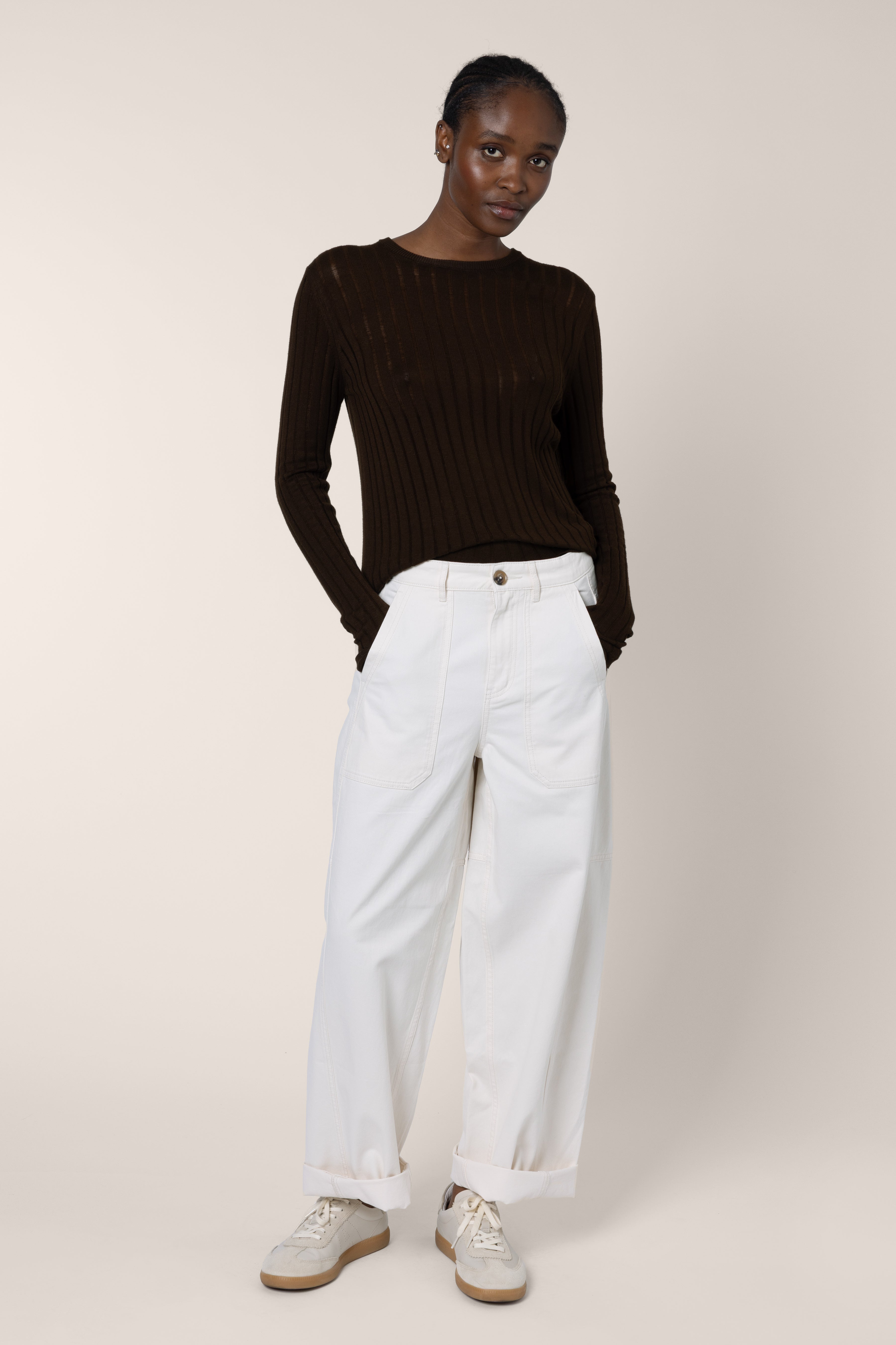 Iggy Sheer Rib Jumper - Chocolate - Eleven Loves