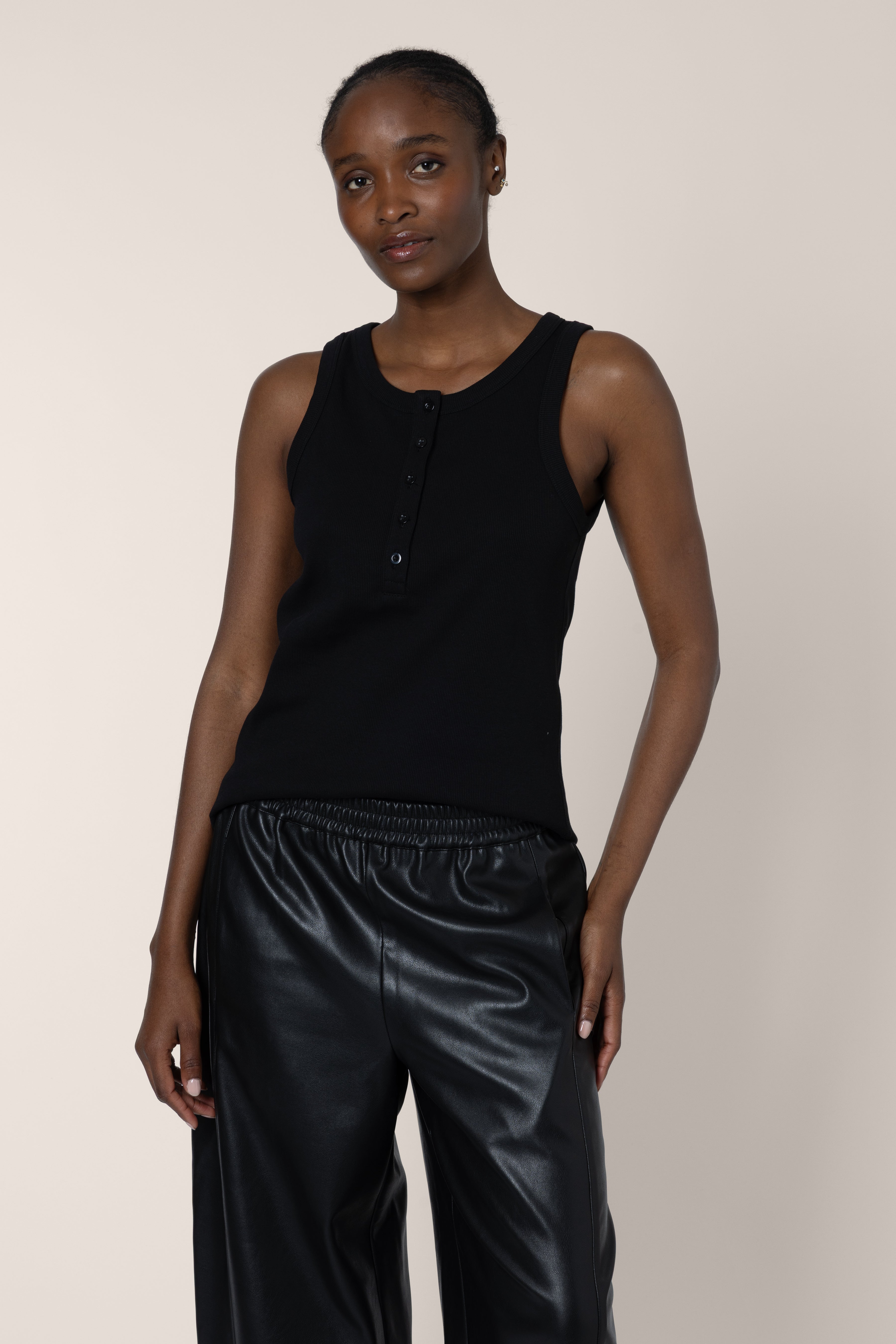 Mabel Button Down Vest - Black