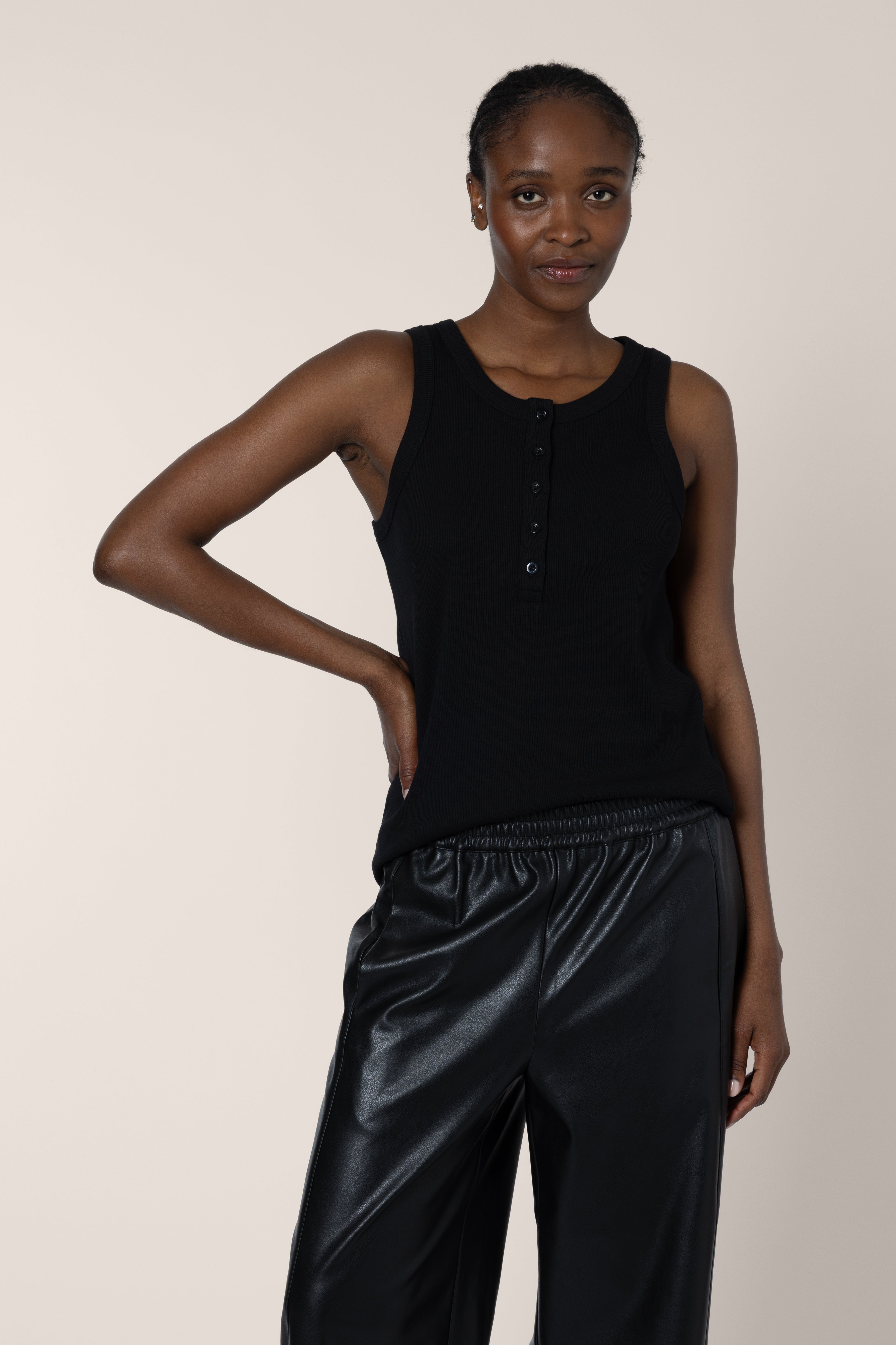 Mabel Button Down Vest - Black - Eleven Loves