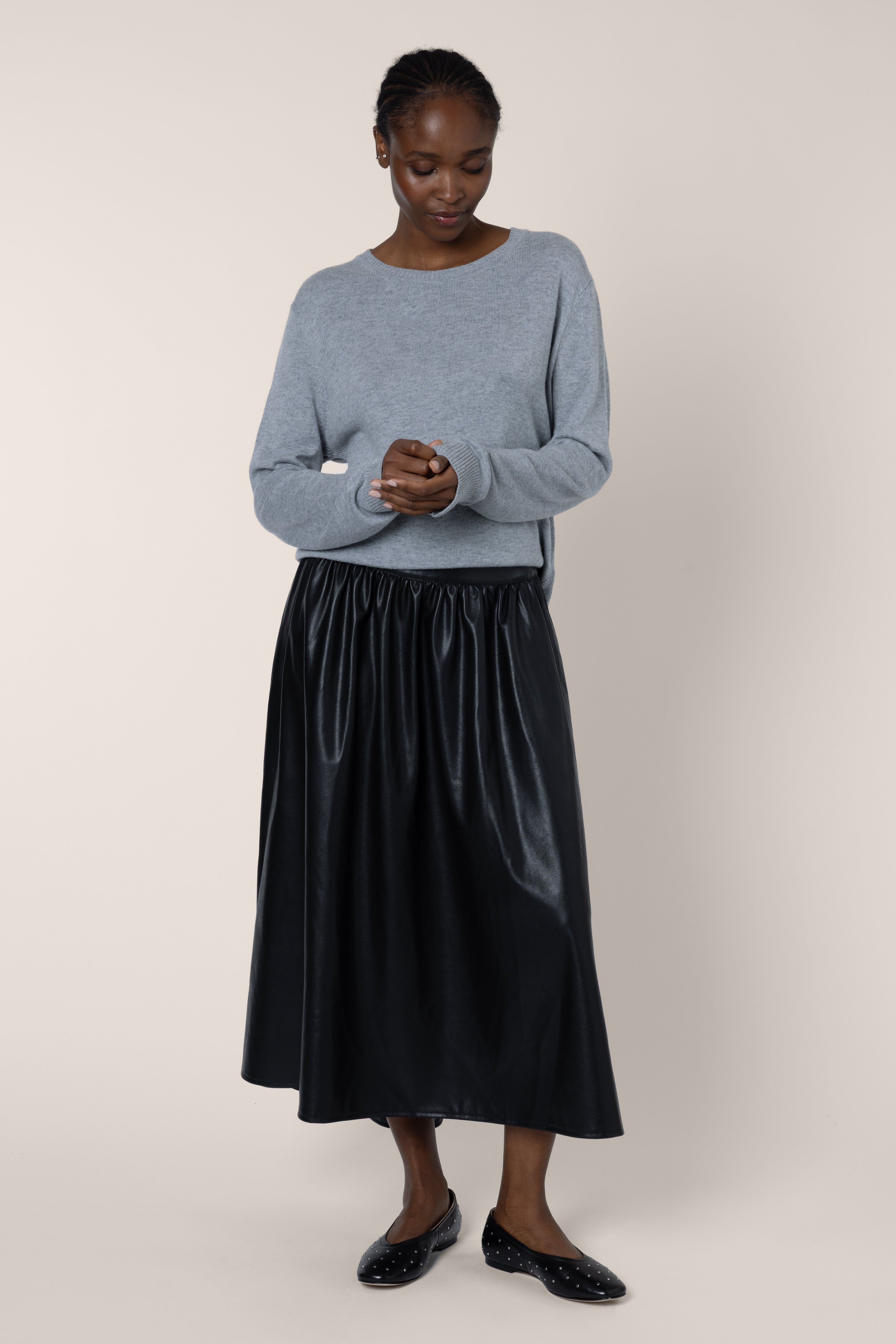 Delphine Faux Leather Skirt - Black