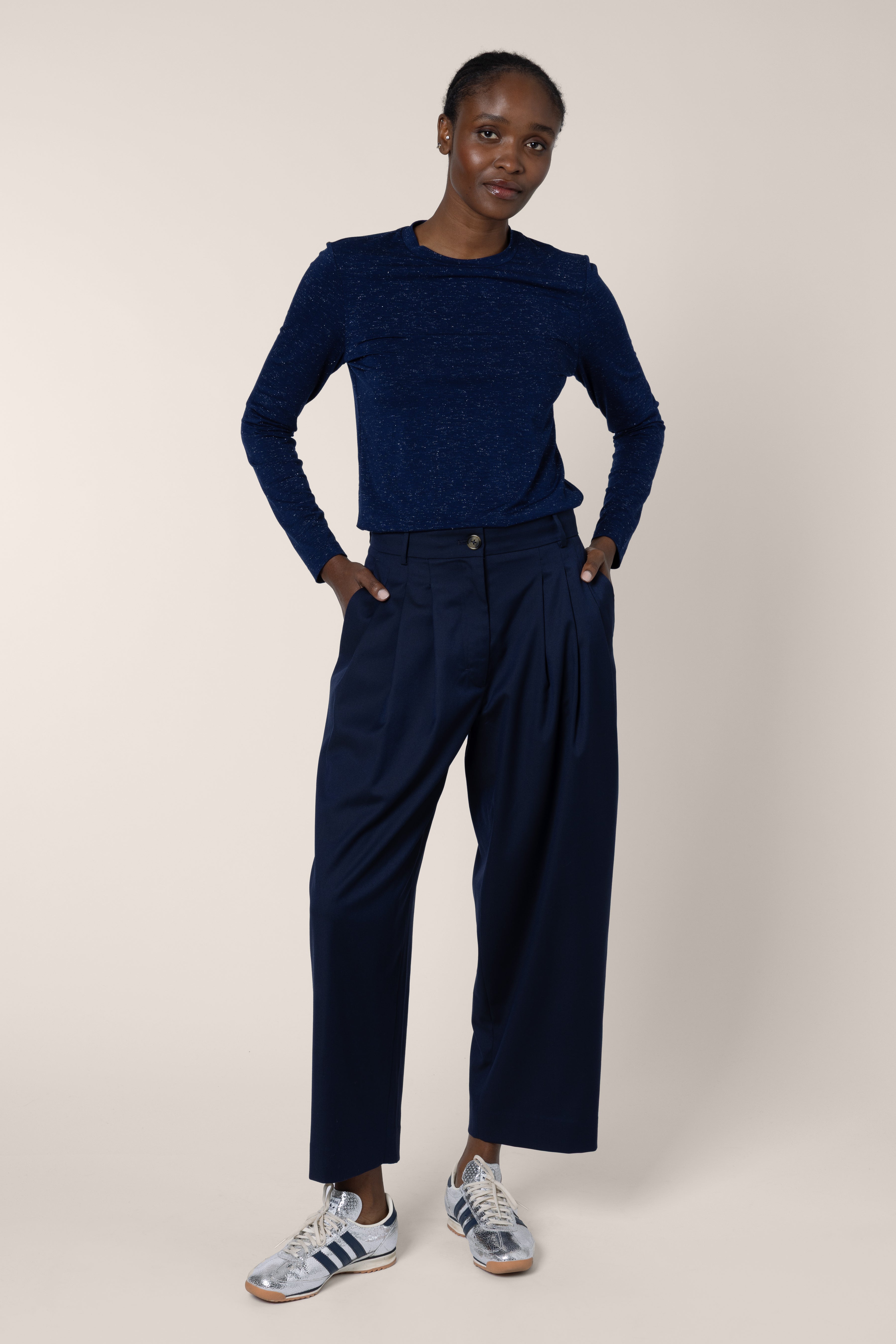 Leni Sparkle Long Sleeve T-Shirt - Navy