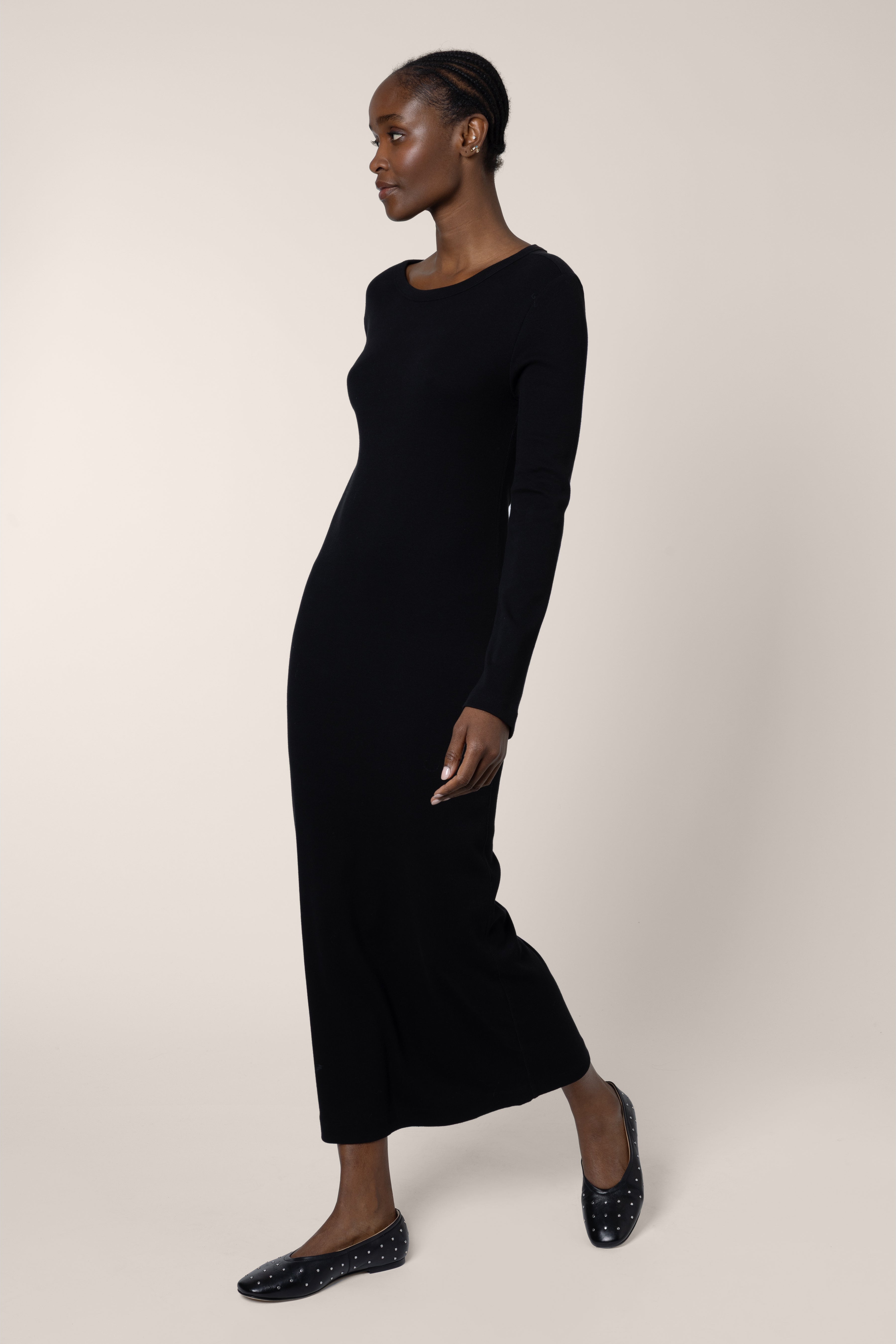 Lizzy Rib Jersey Dress - Black