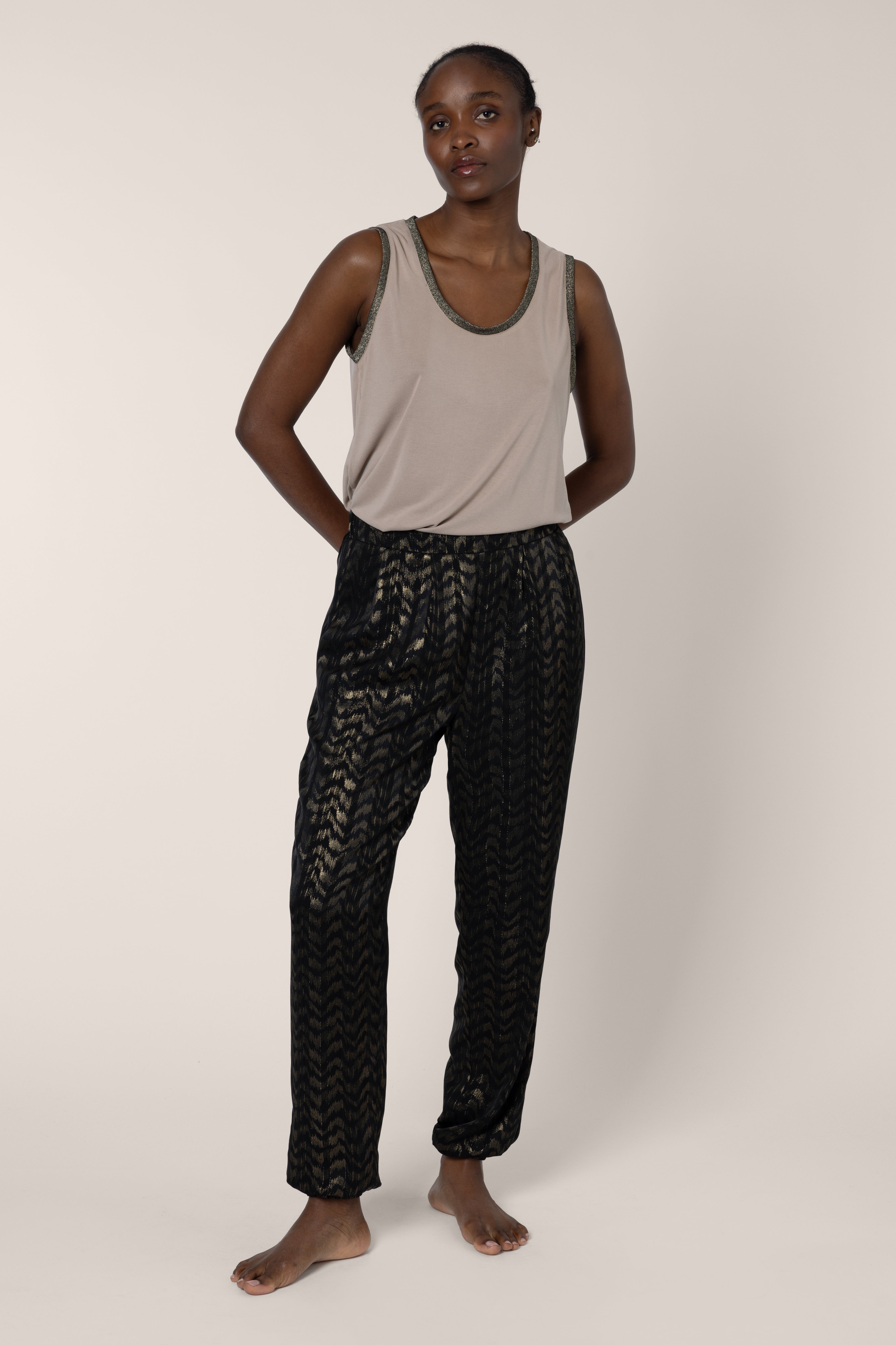 Chloe Vest - Camel with Gold