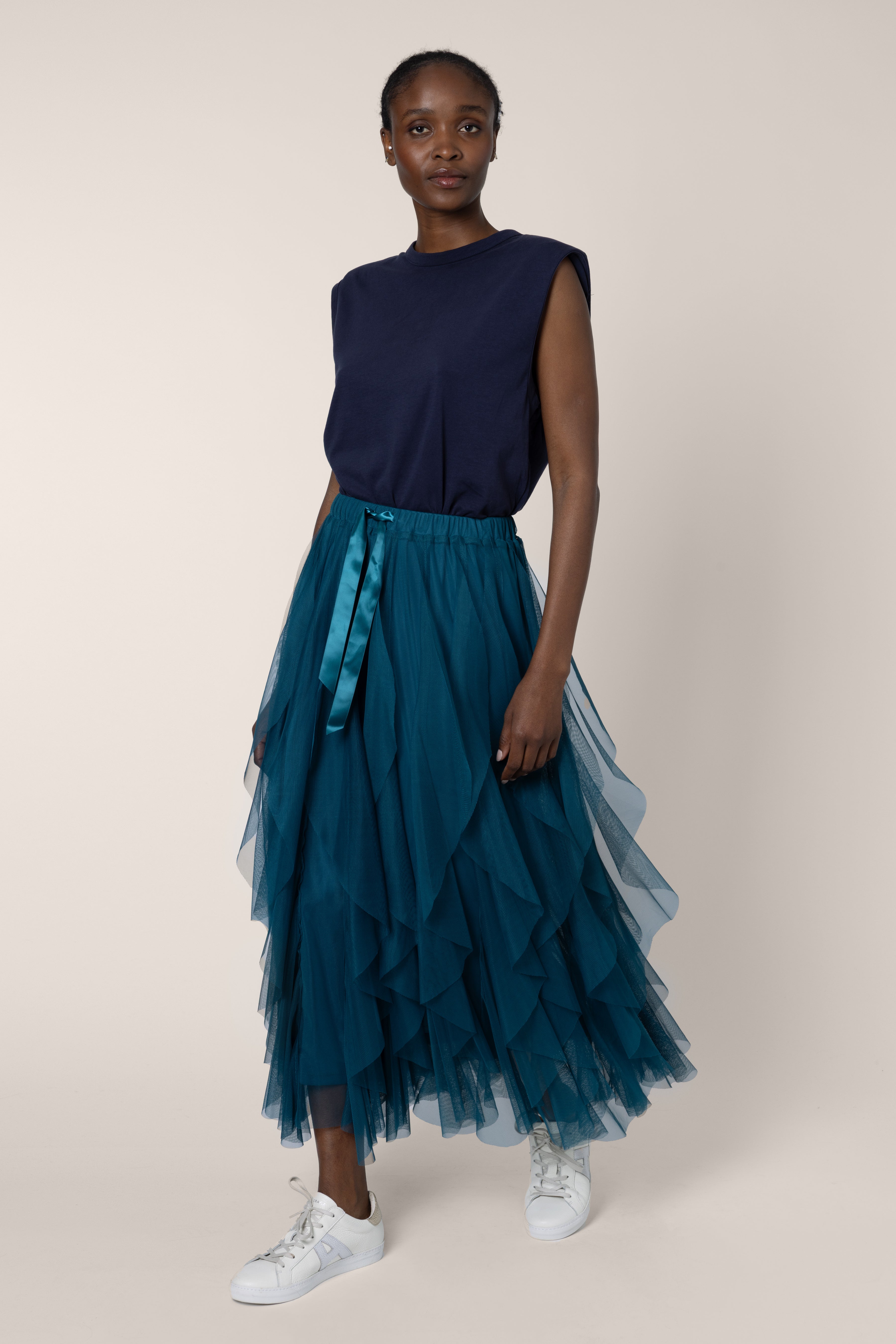 Iris Tulle Maxi Skirt - Teal