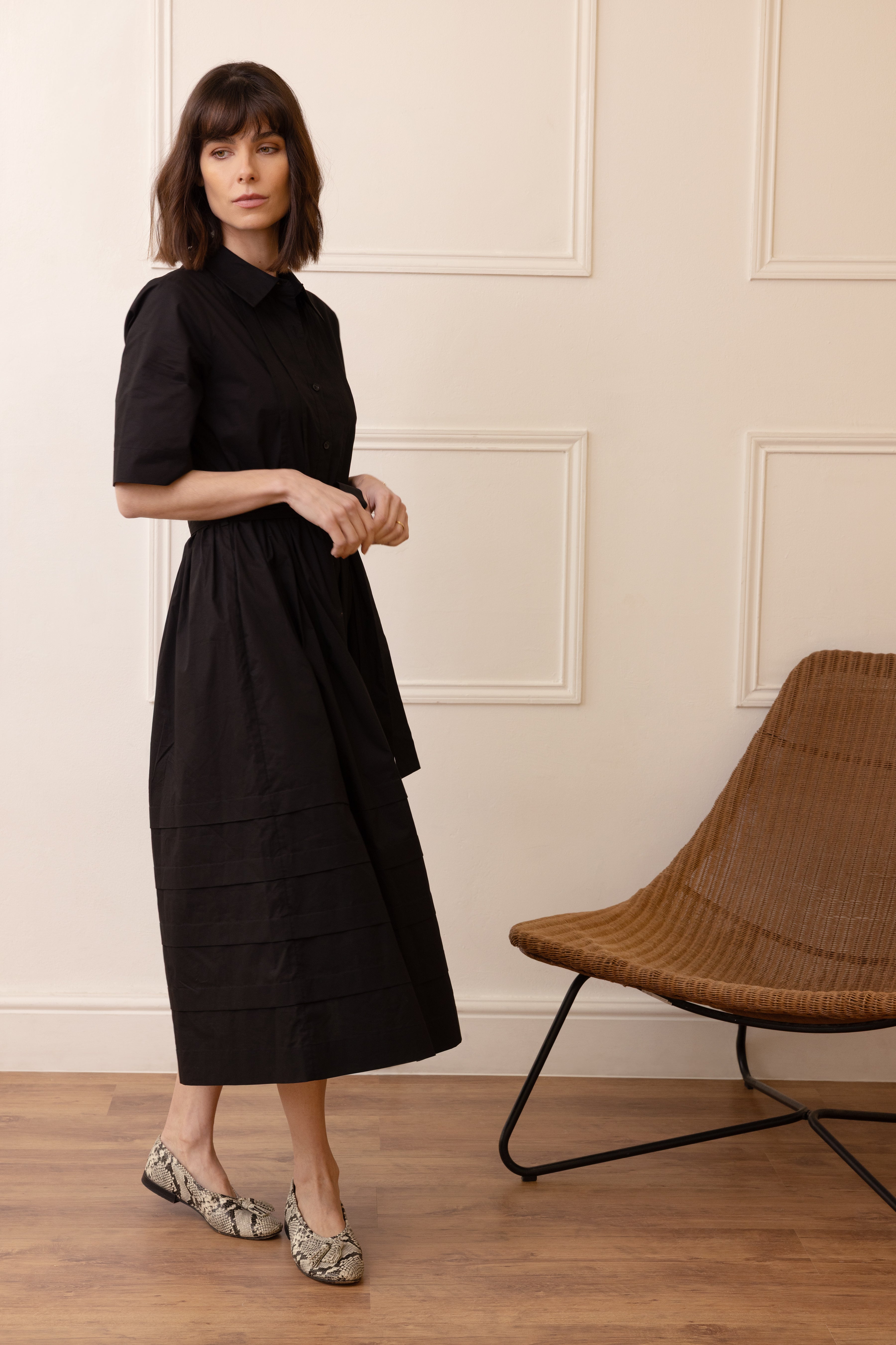 Paulina Shirt Dress - Black - Eleven Loves