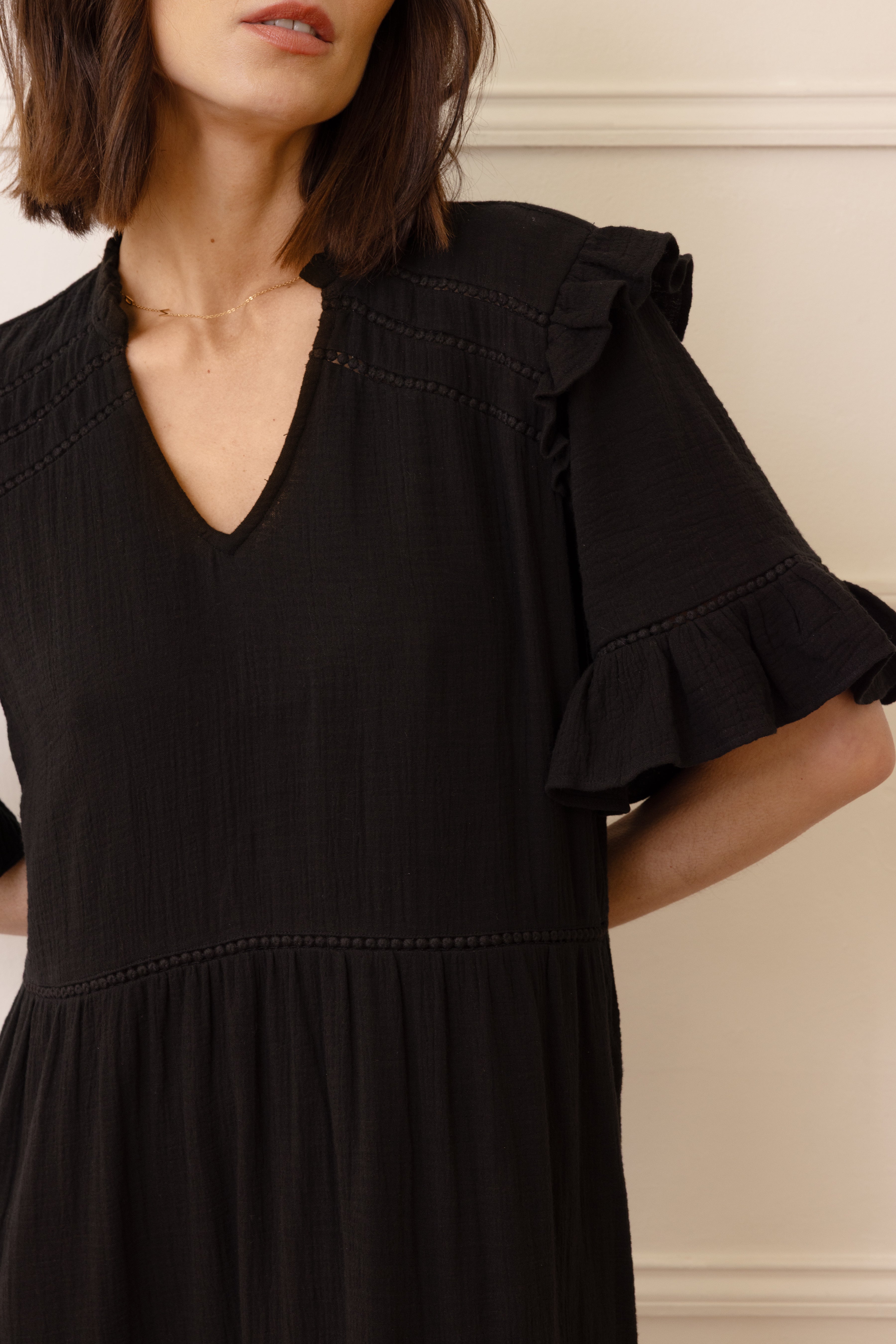 Megan Cheesecloth Dress - Black - Eleven Loves