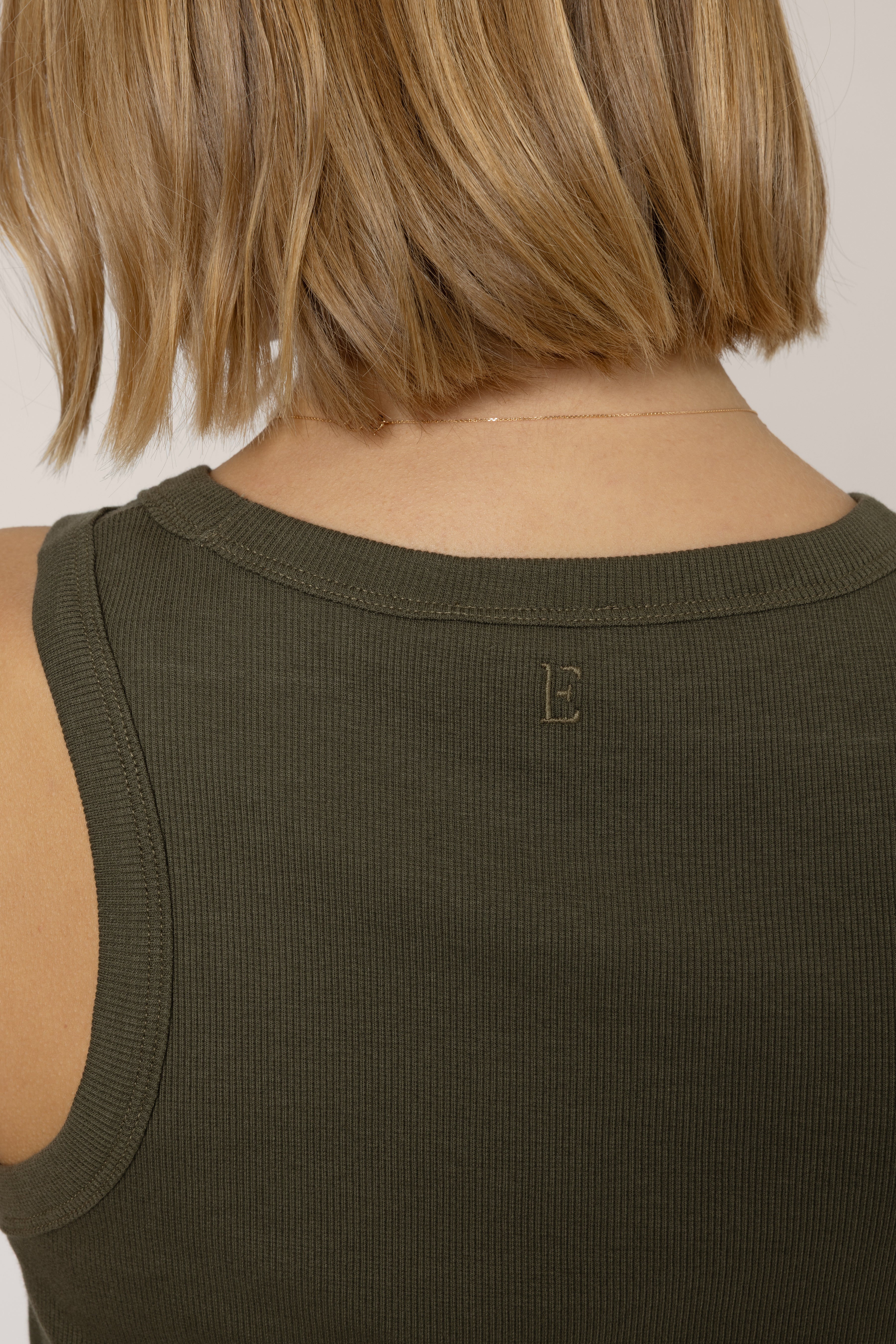 Maya Rib Jersey Vest - Olive - Eleven Loves