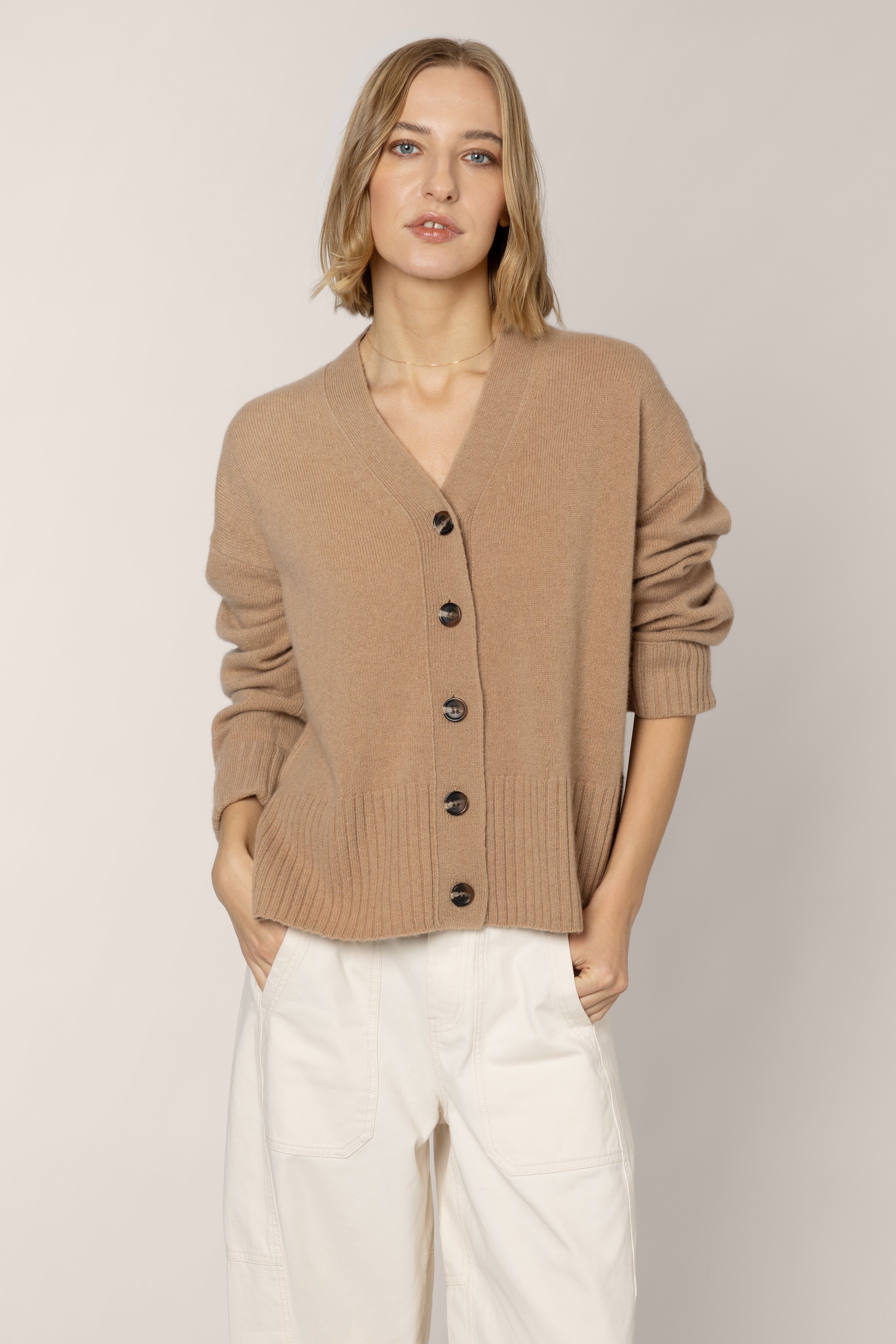 Maria Merino Wool Cardigan - Camel