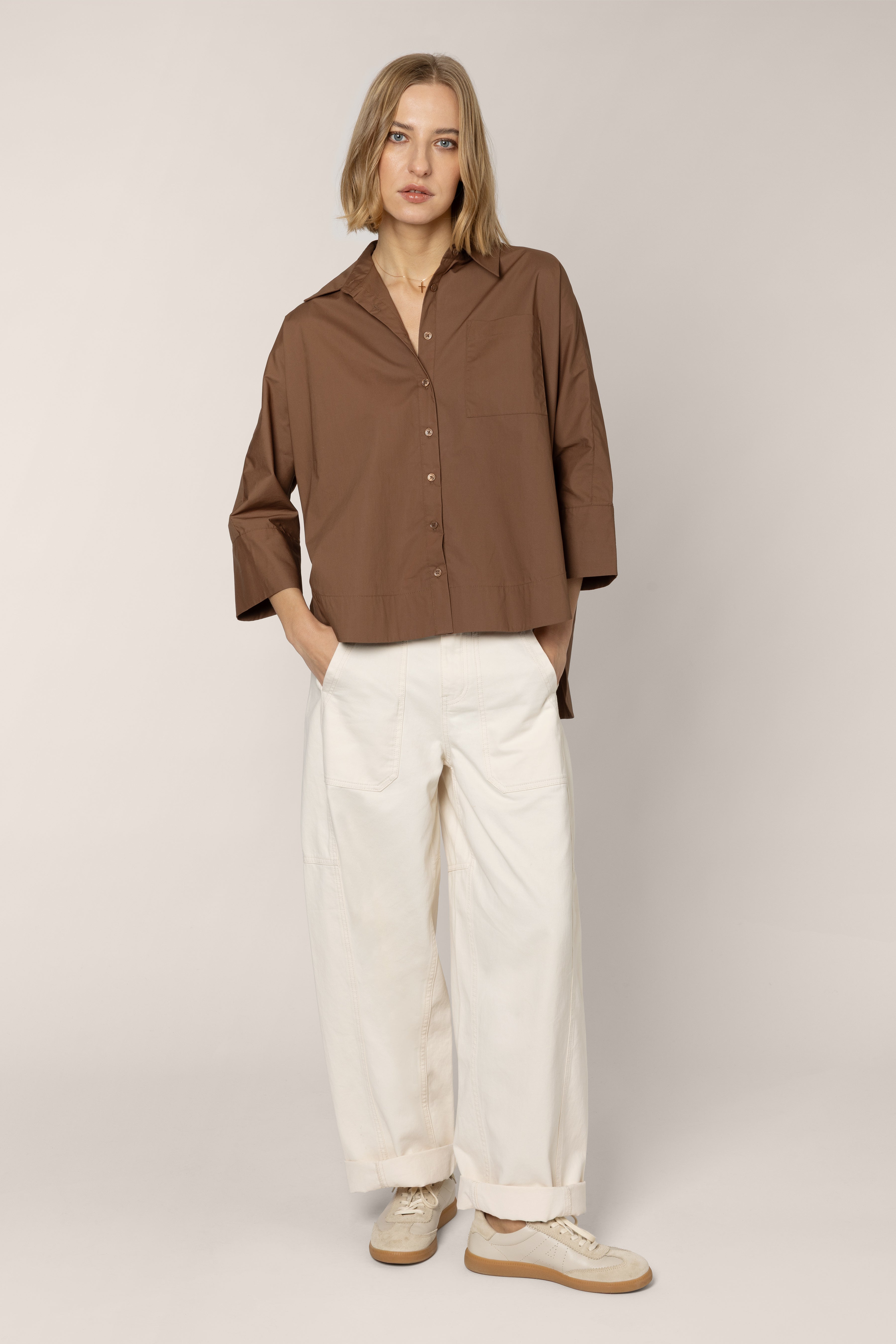 Billie Barrel Leg Trousers - Ecru - Eleven Loves