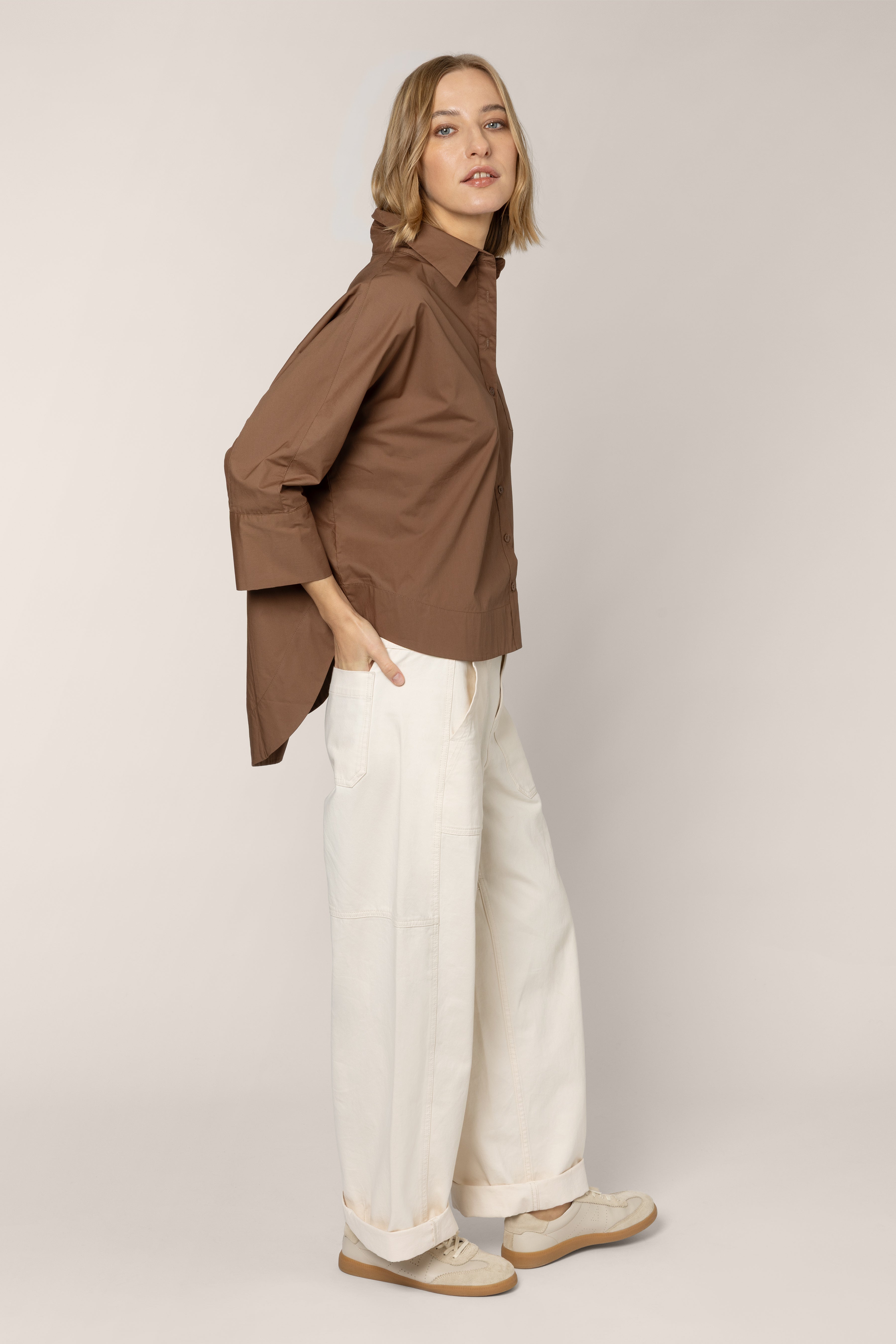 Billie Barrel Leg Trousers - Ecru - Eleven Loves