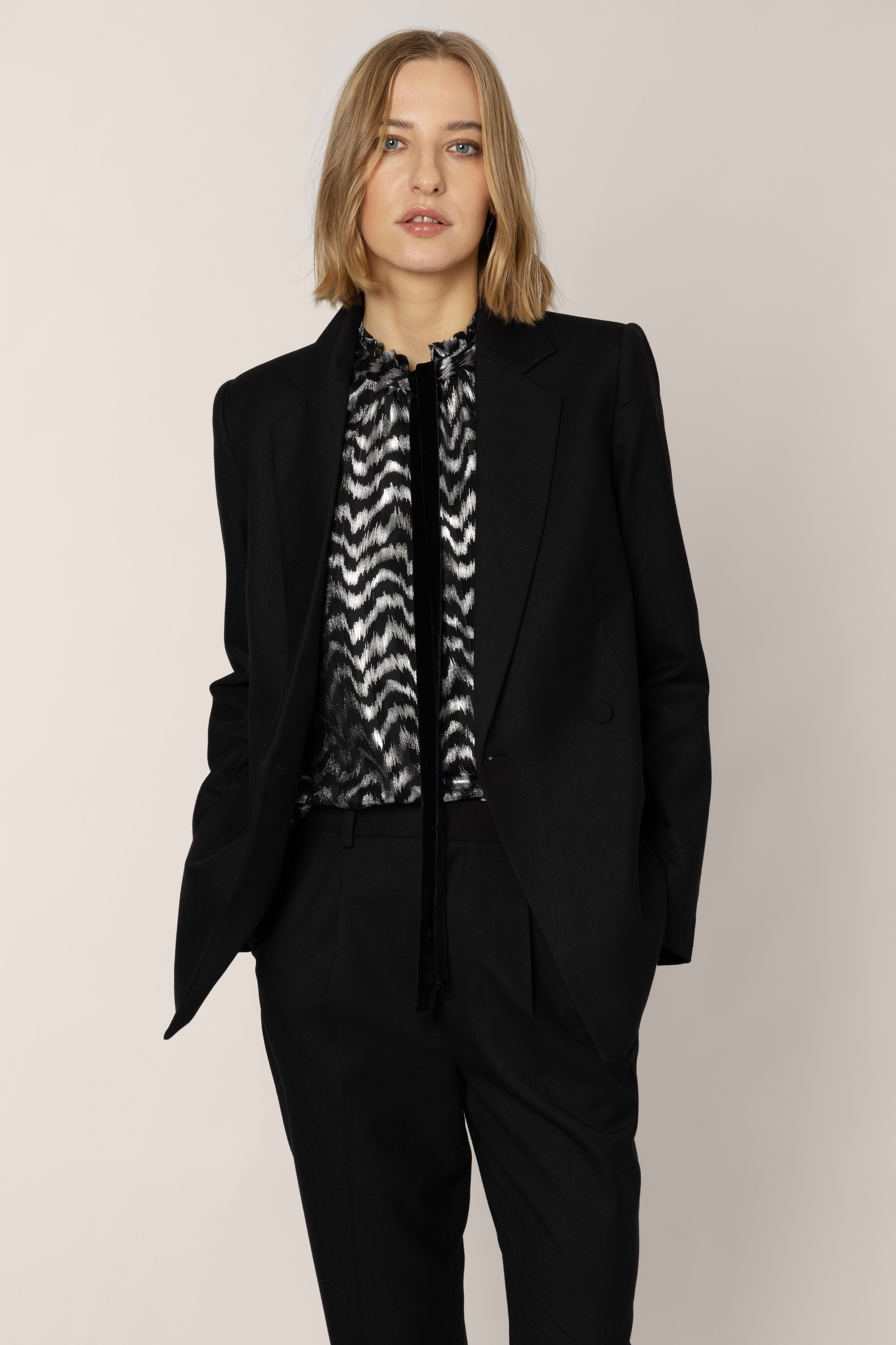 Jules Striped Blouse - Silver/Black