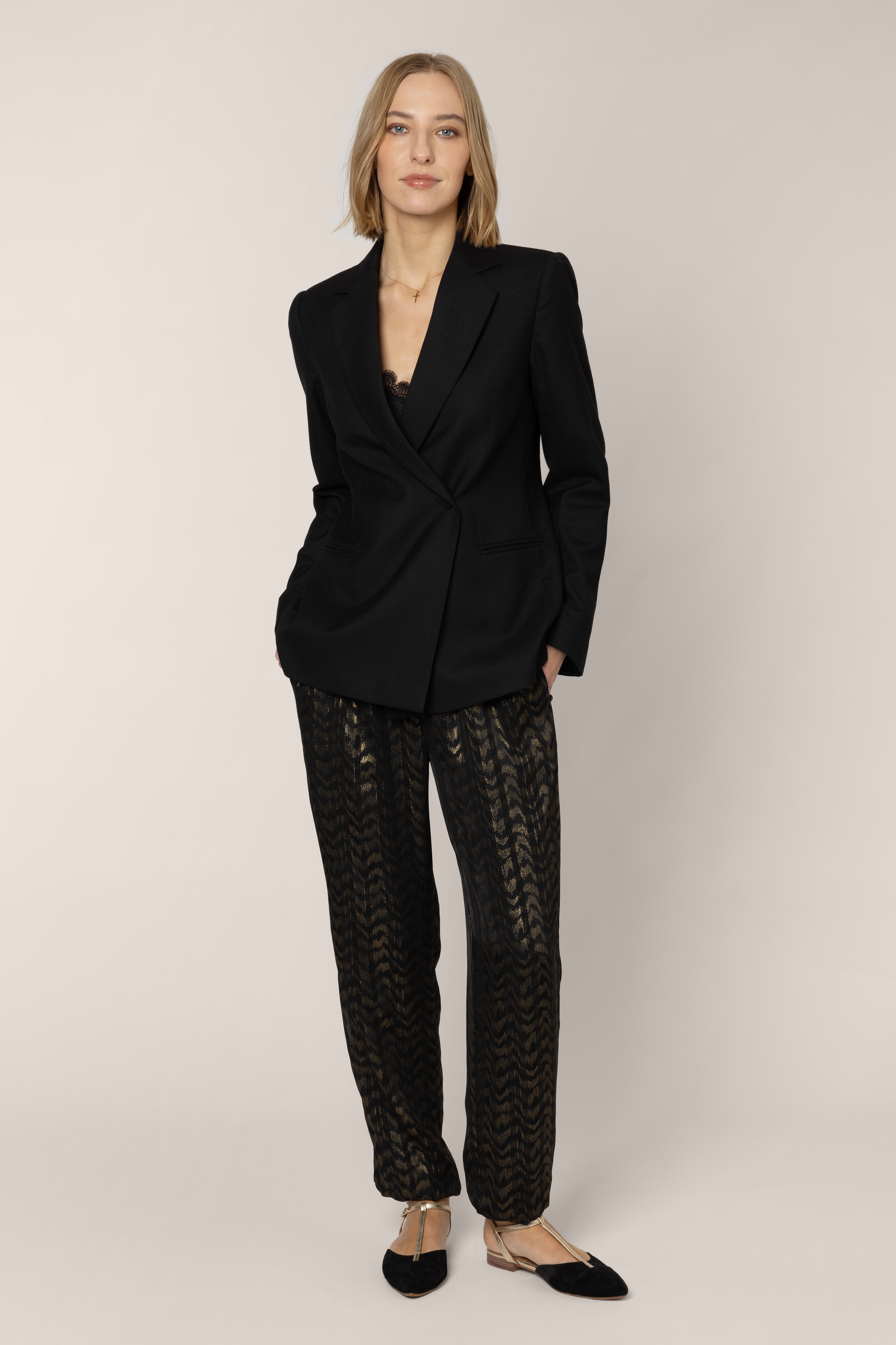 Florence Gold Print Trousers - Black/Gold