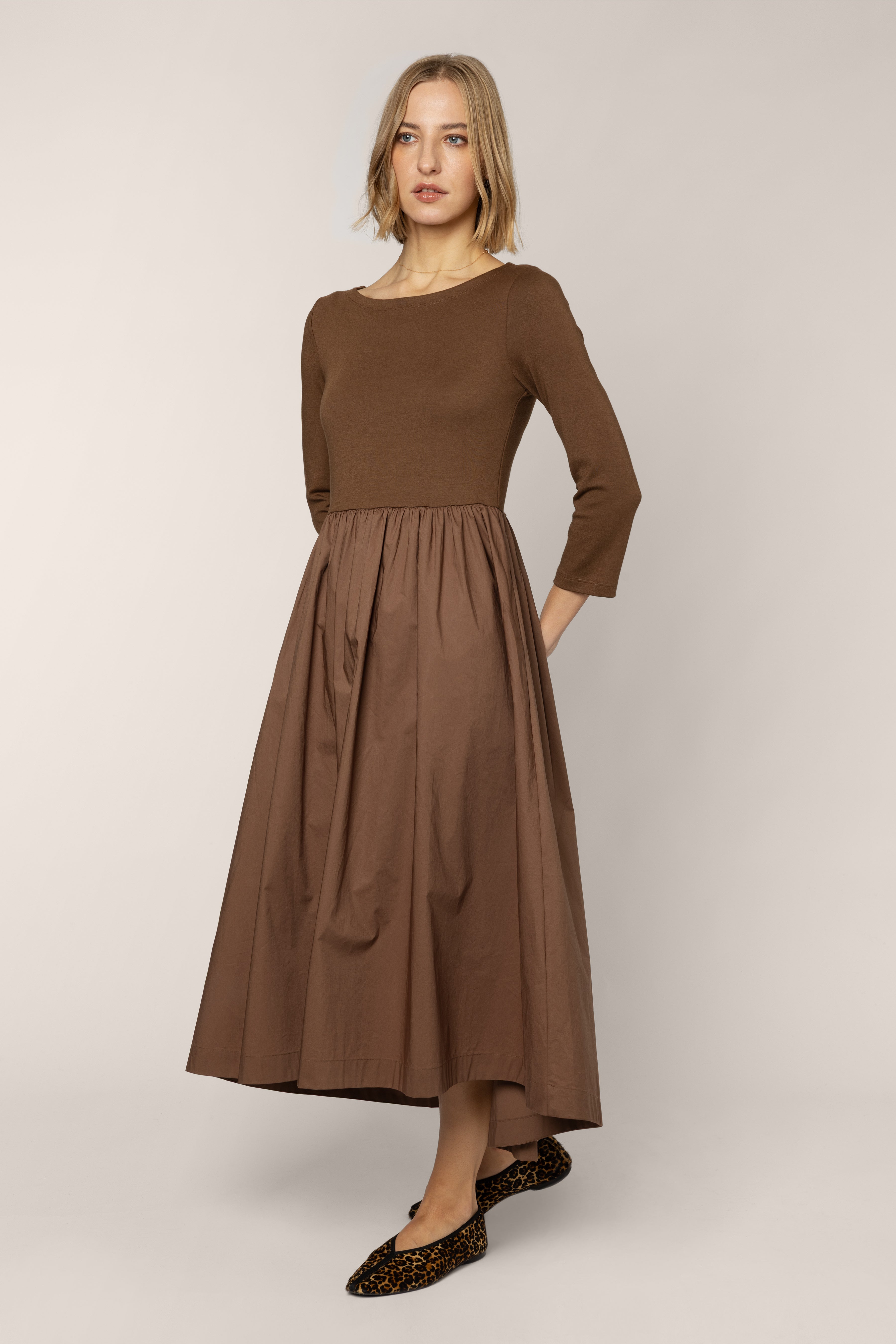 Marnie Dipped Hem Dress - Chocolate