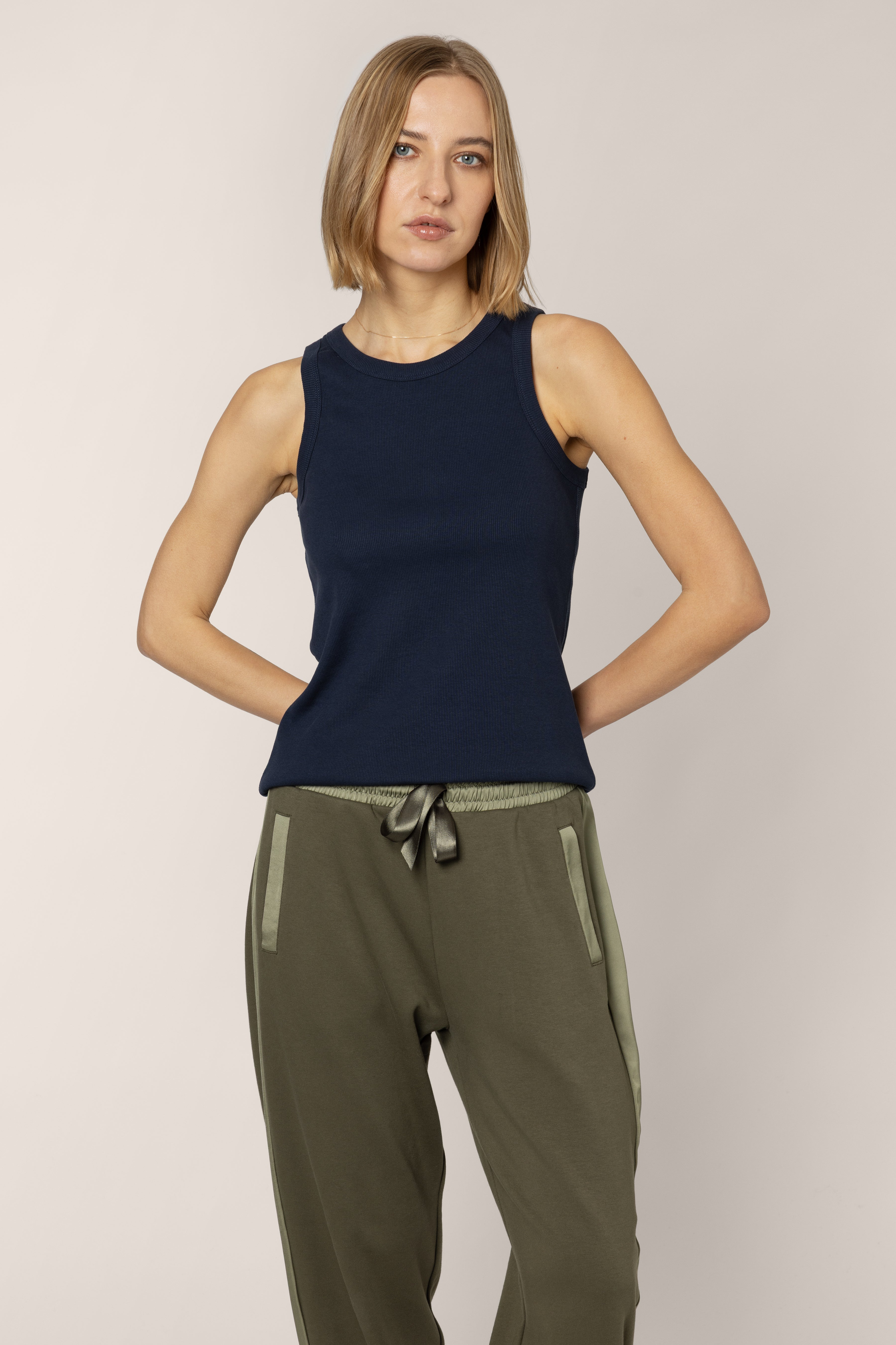 Maya Rib Jersey Vest - Navy