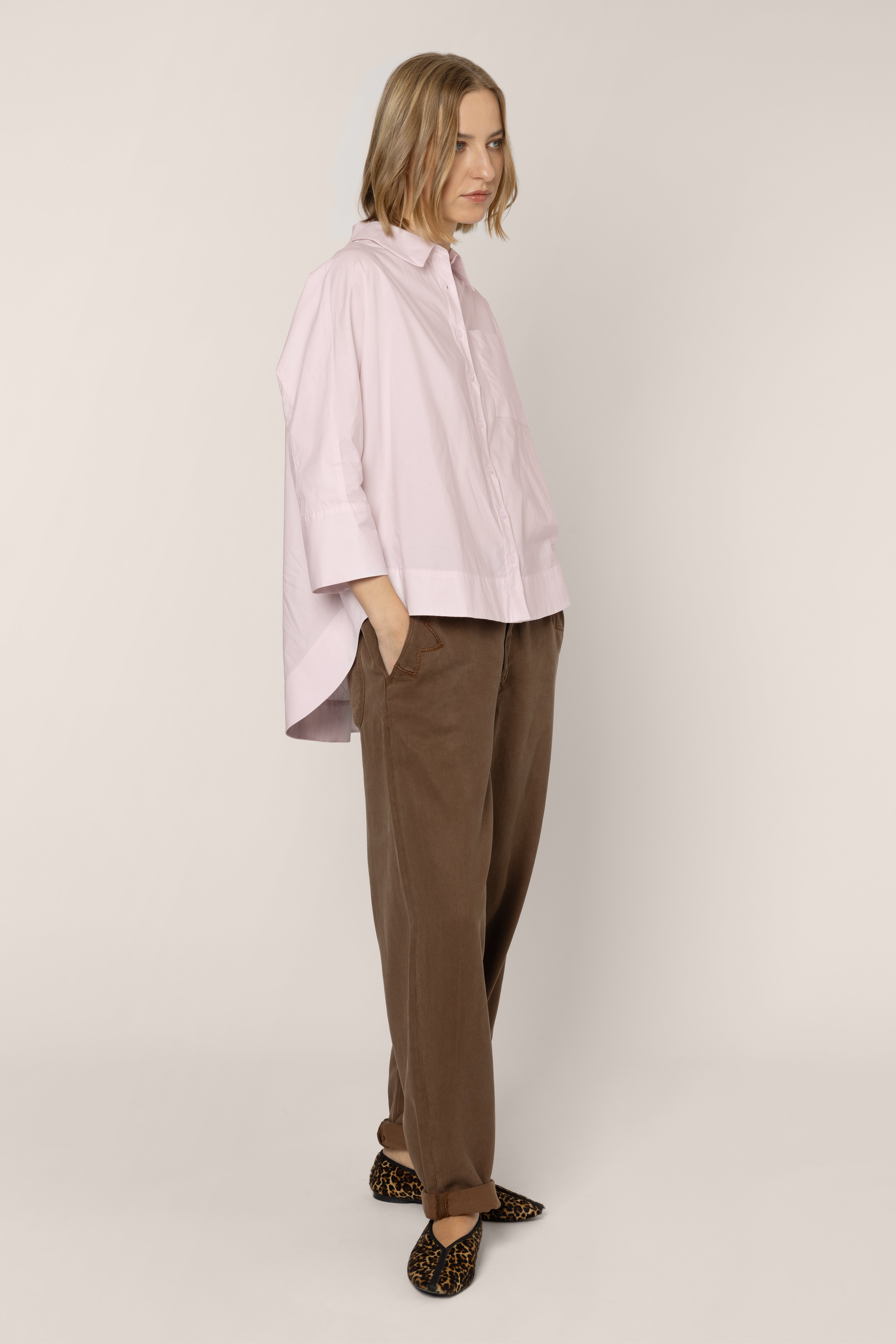 Olivia Oversized Poplin Shirt - Pink - Eleven Loves