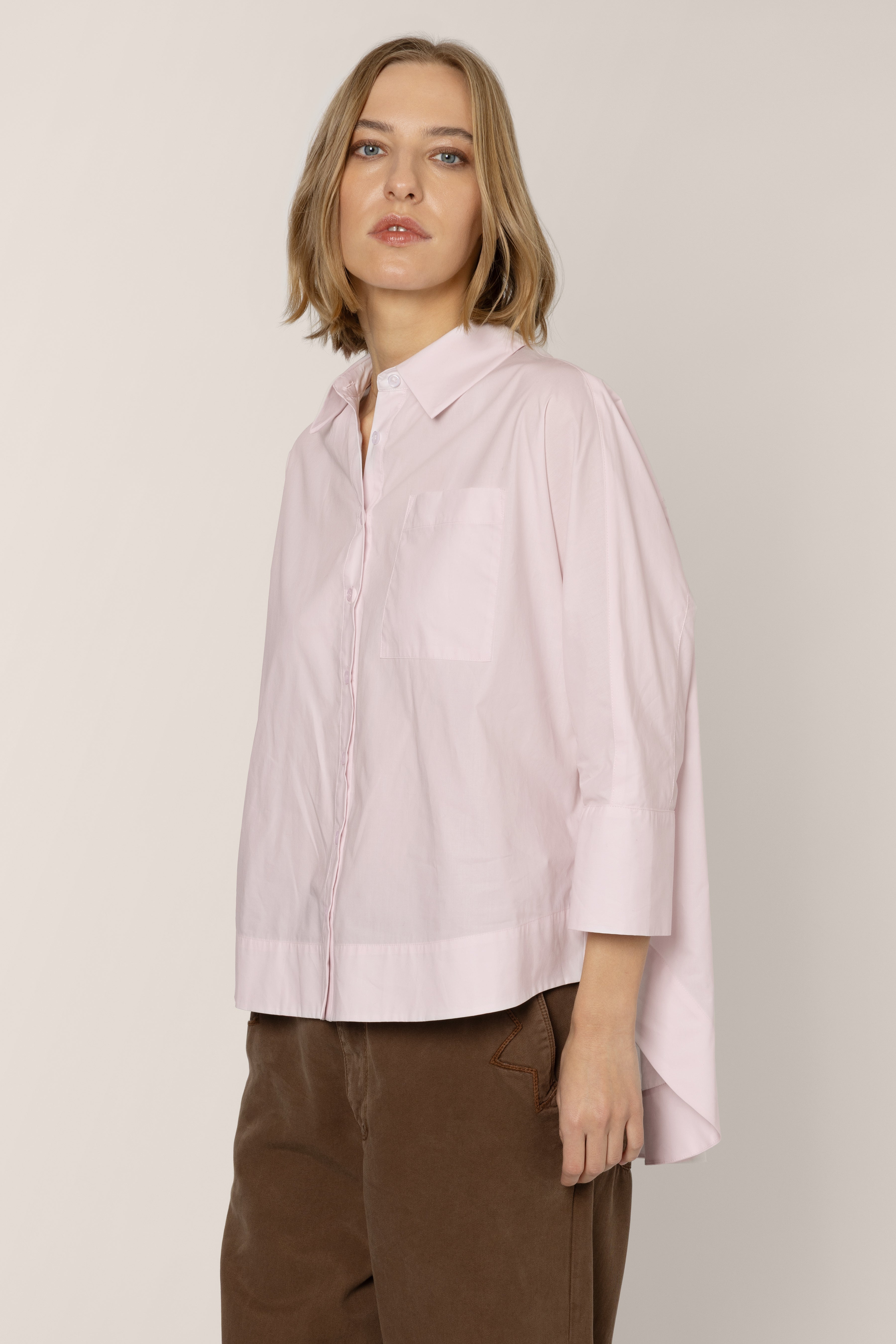 Olivia Oversized Poplin Shirt - Pink - Eleven Loves