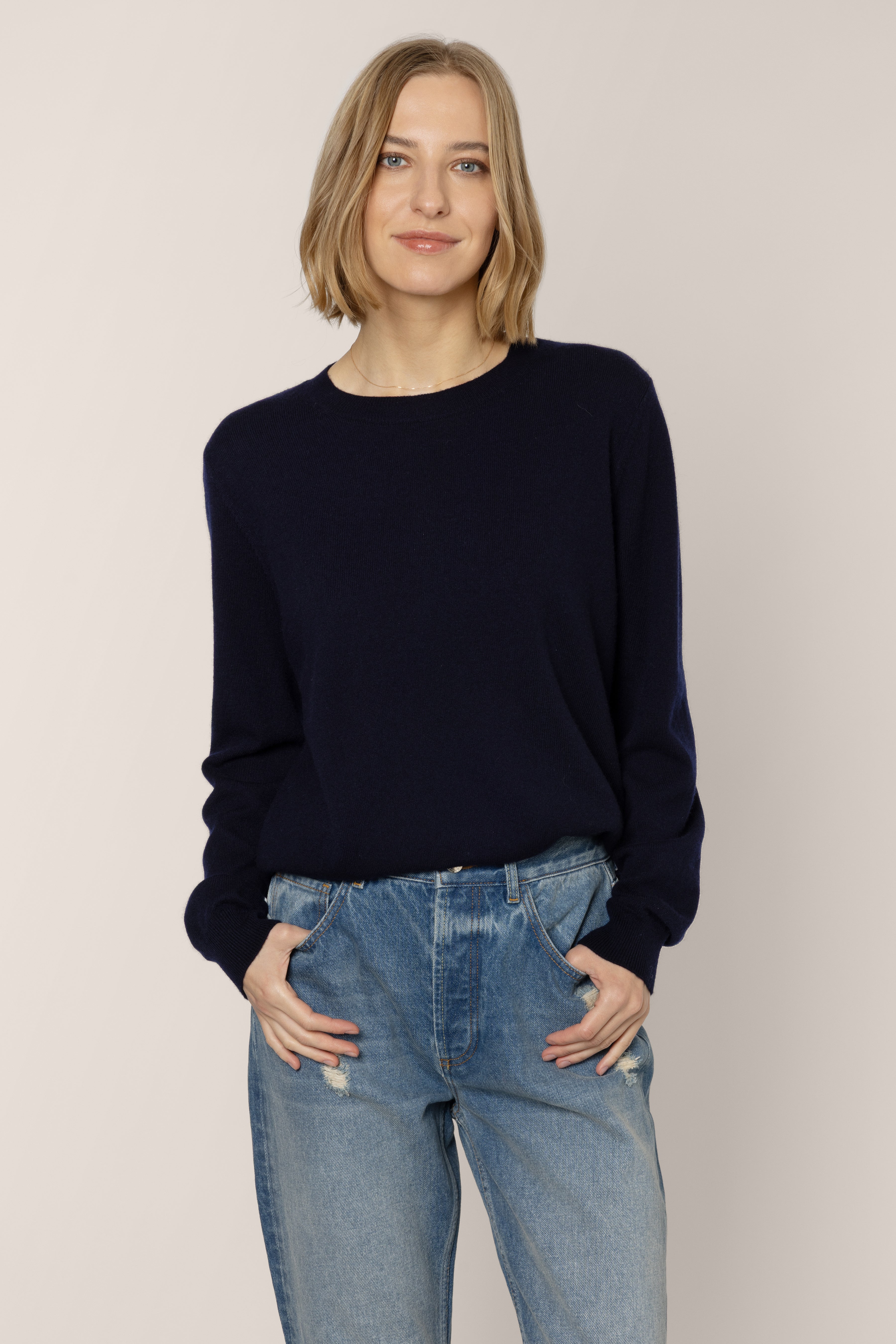 Alex Cashmere Blend Jumper - Navy