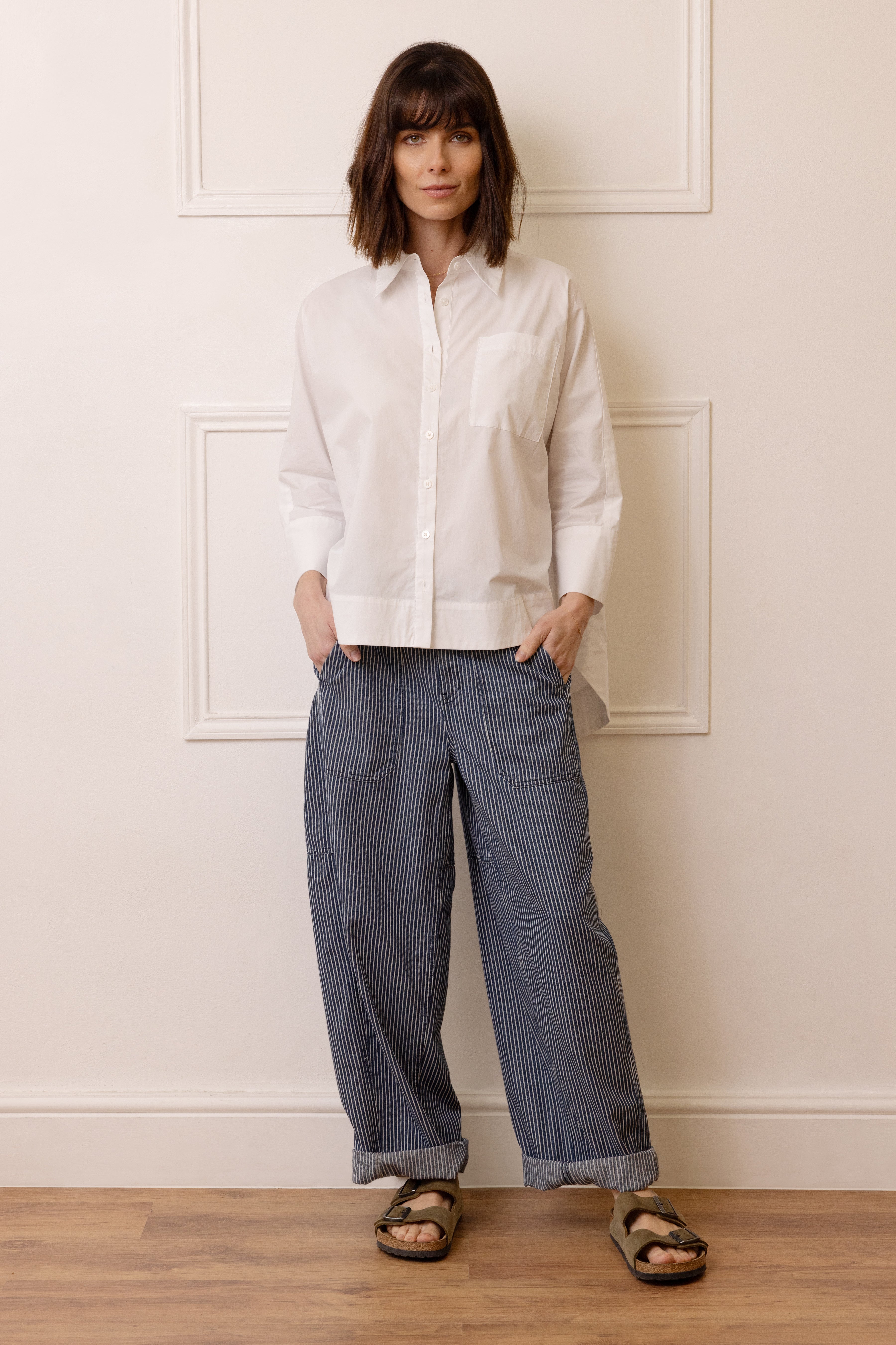 Billie Barrel Leg Striped Trousers