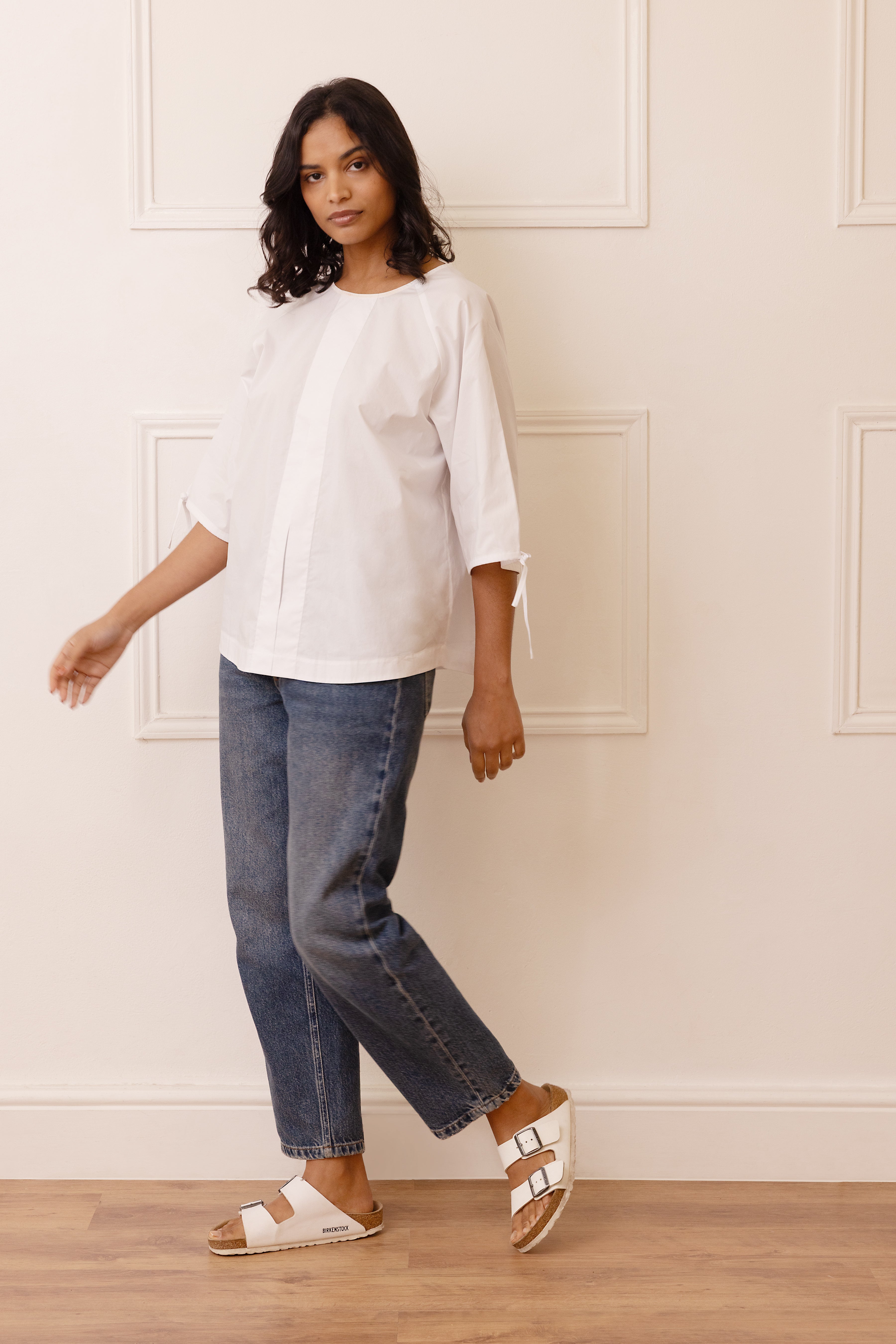 Sierra Sleeve Tie Blouse - White - Eleven Loves