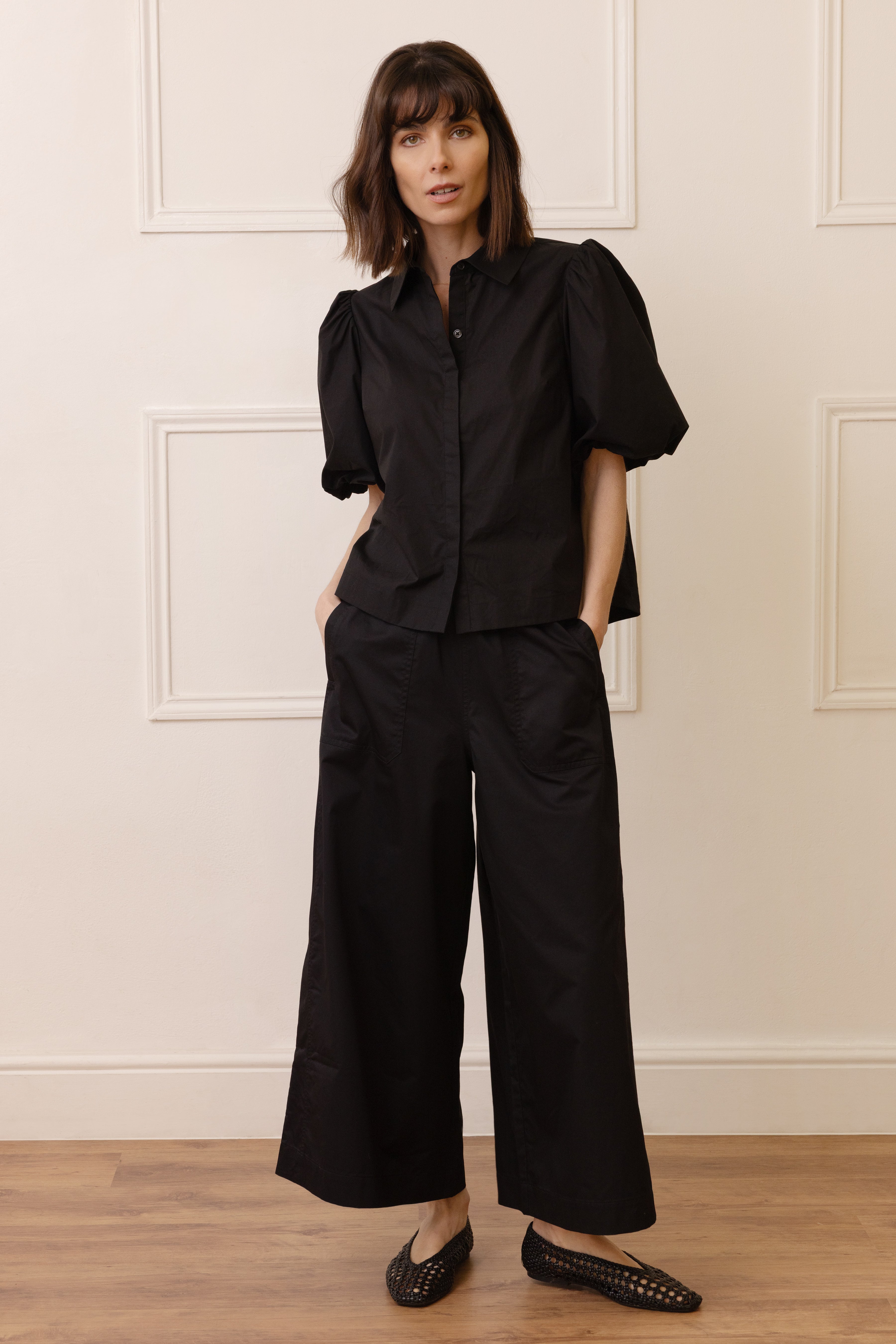 Paloma Puff Sleeve Blouse - Black - Eleven Loves