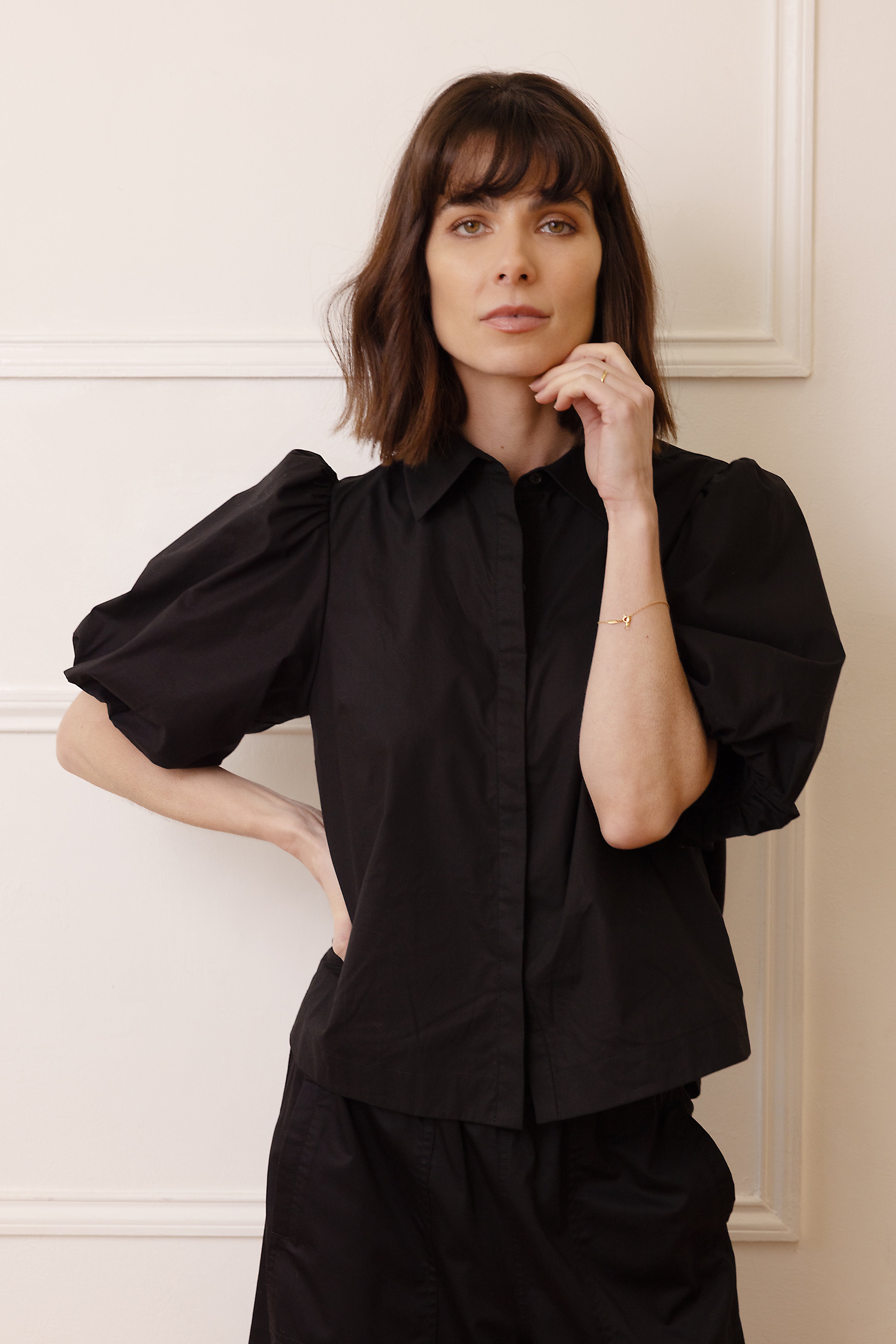 Paloma Puff Sleeve Blouse - Black - Eleven Loves