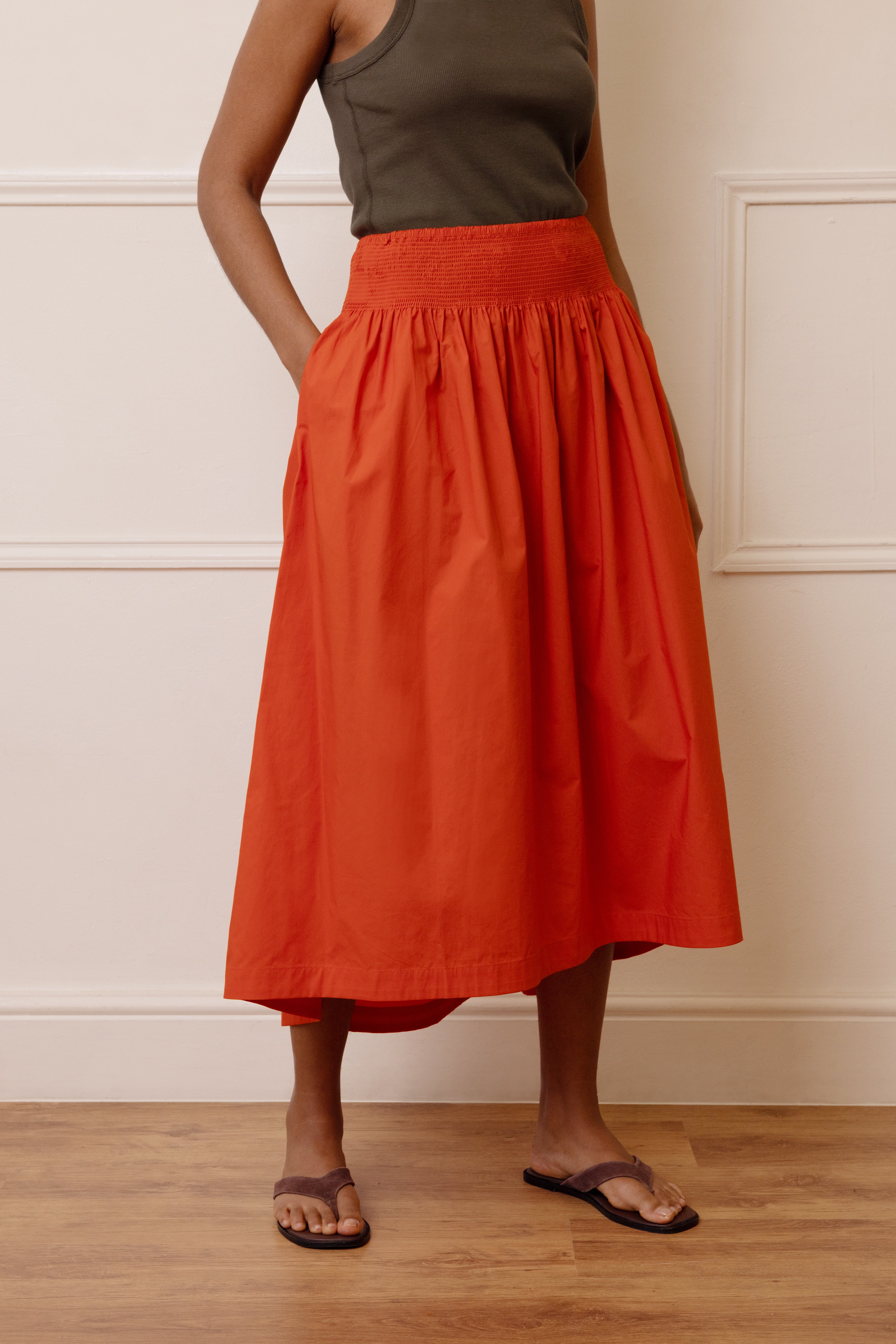 Drew Dip Hem Skirt - Orange - Eleven Loves