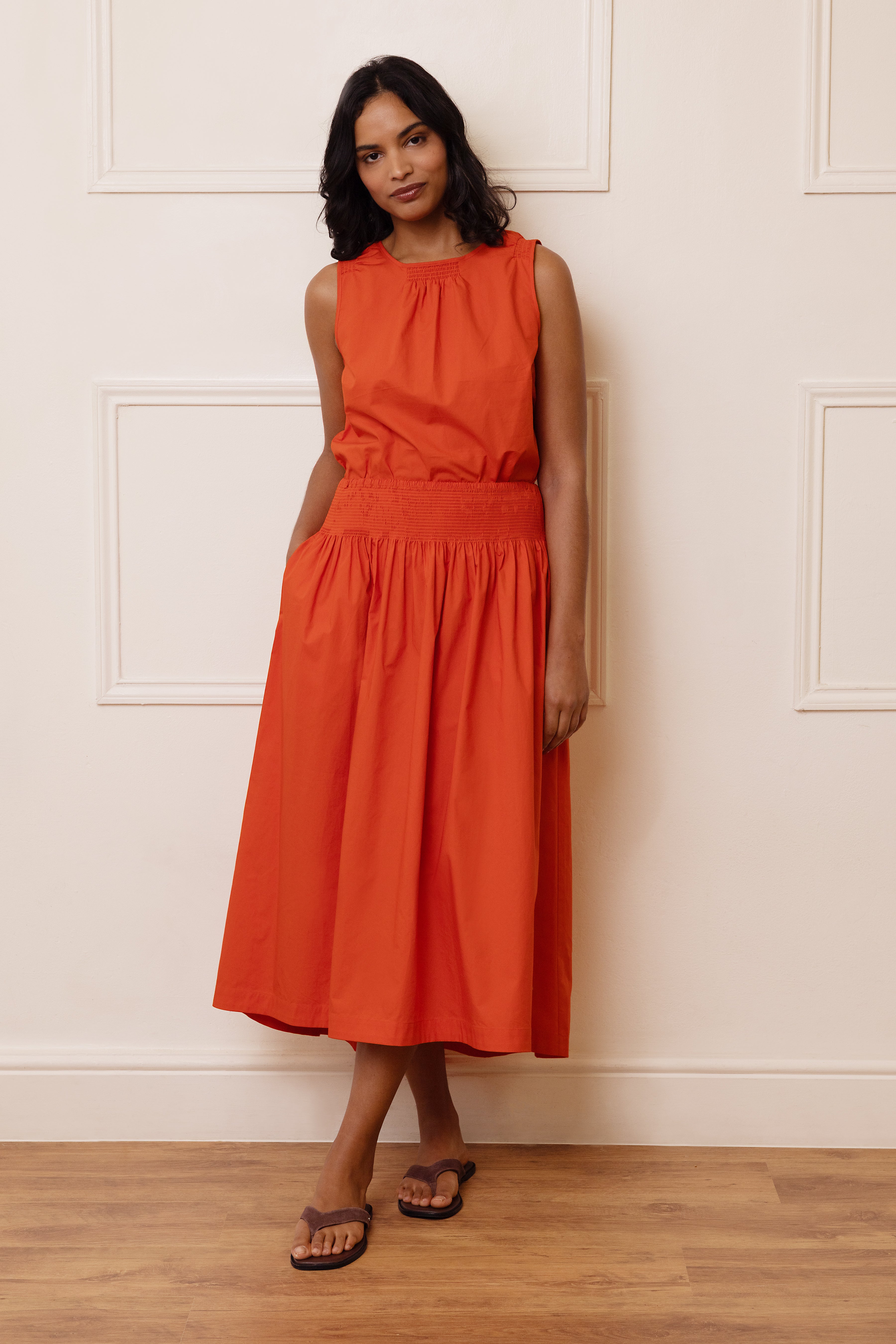 Drew Dip Hem Skirt - Orange - Eleven Loves