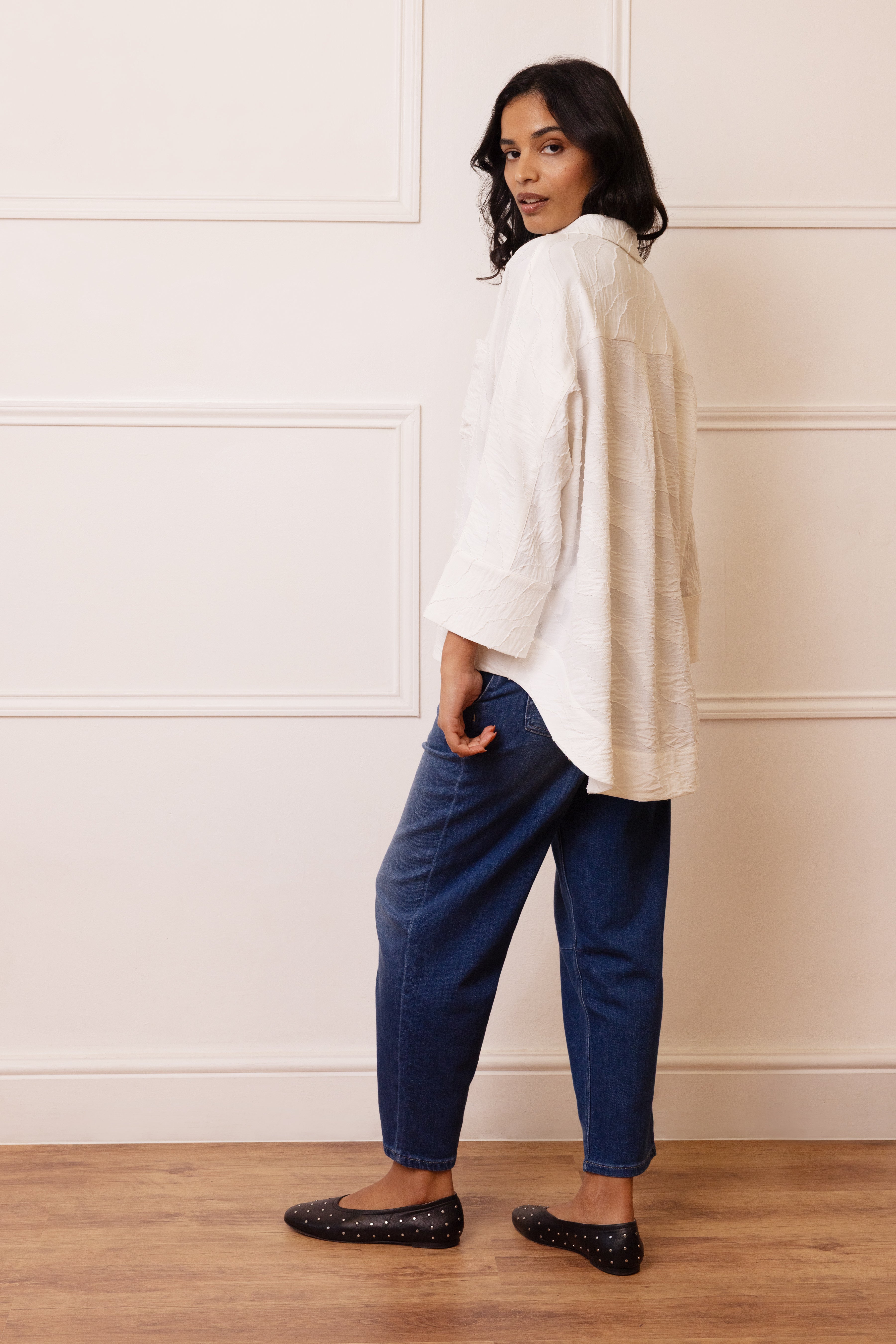 Olivia Textured Shirt - White - Eleven Loves