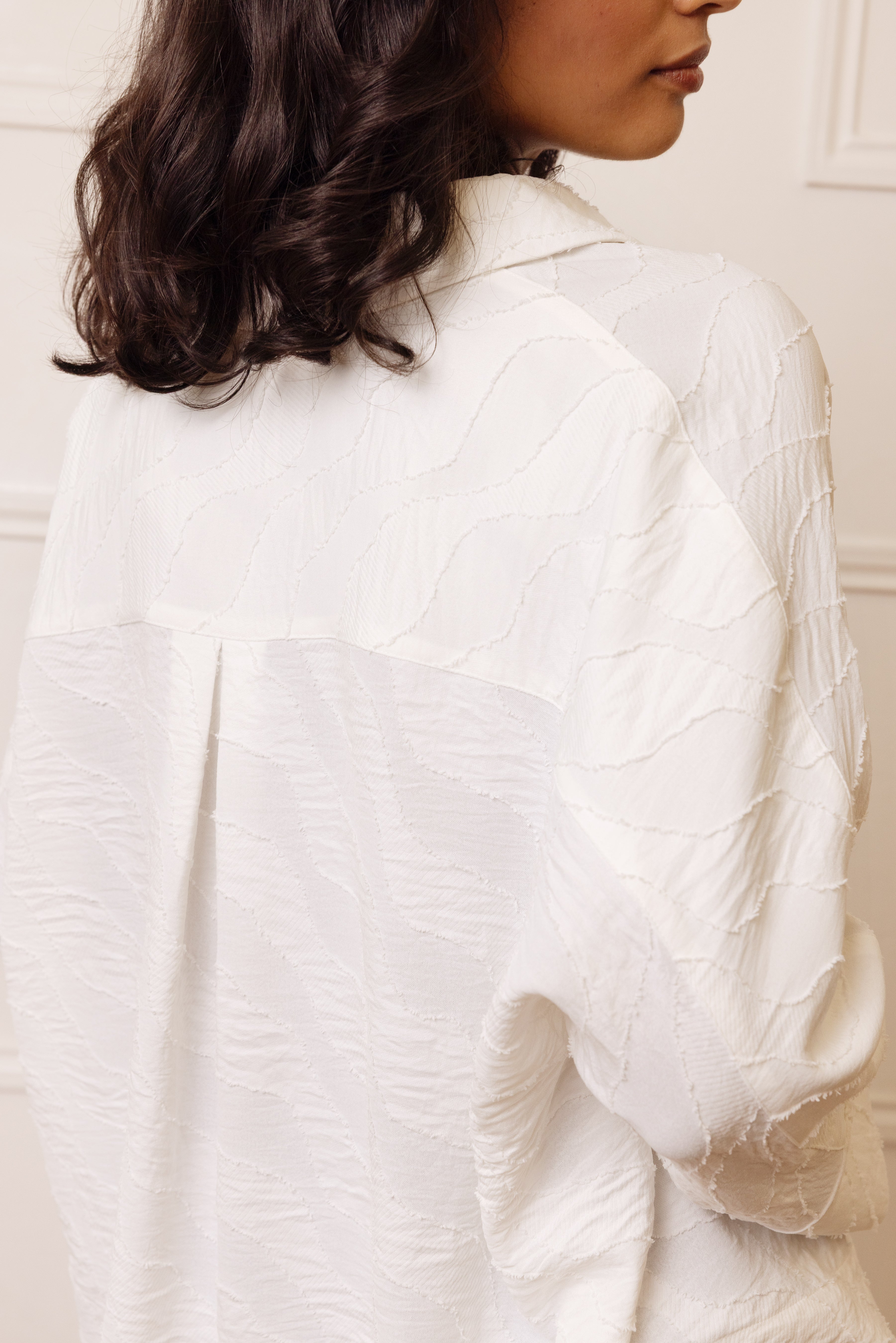 Olivia Textured Shirt - White - Eleven Loves