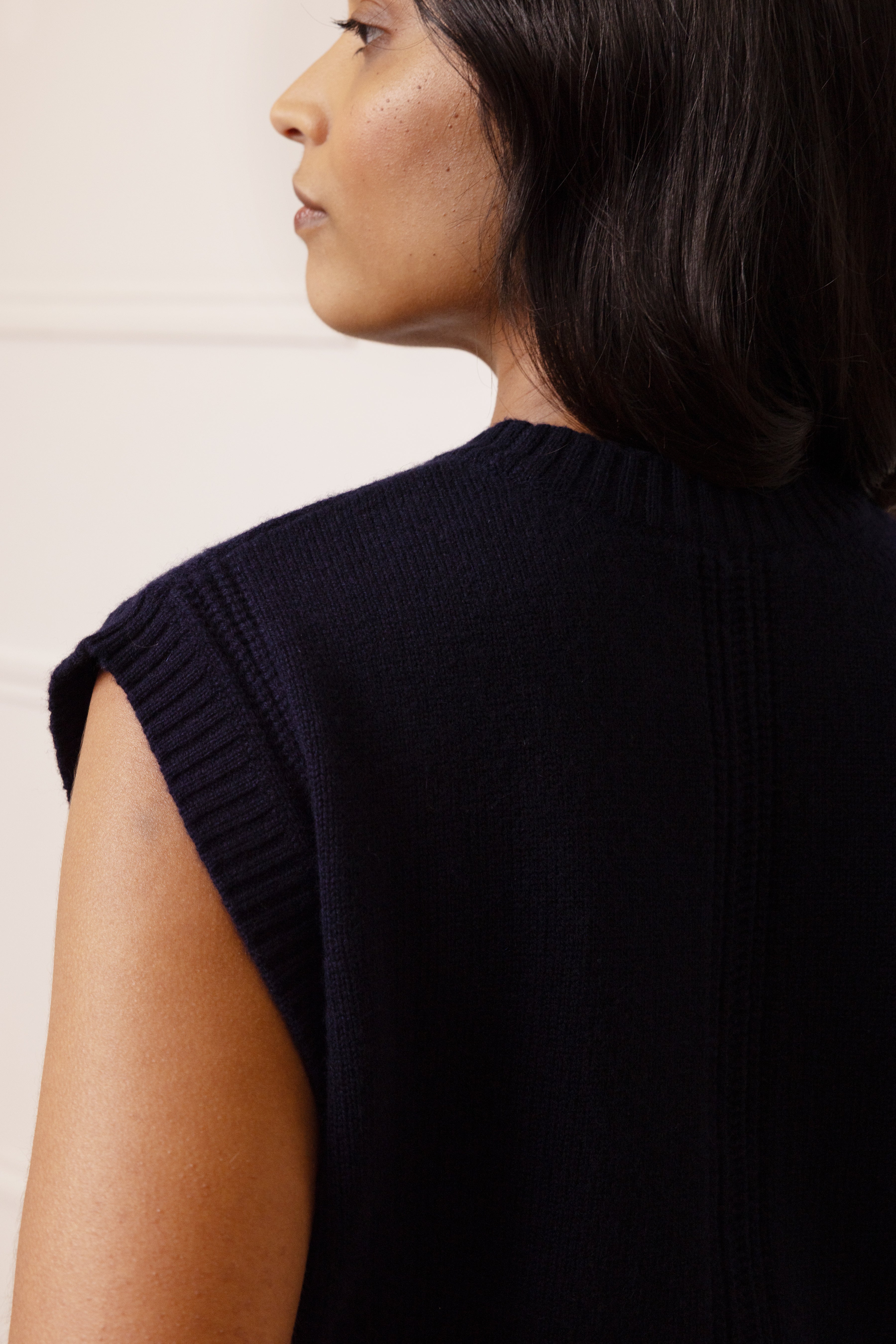 Nelly Cashmere Blend Tank - Navy