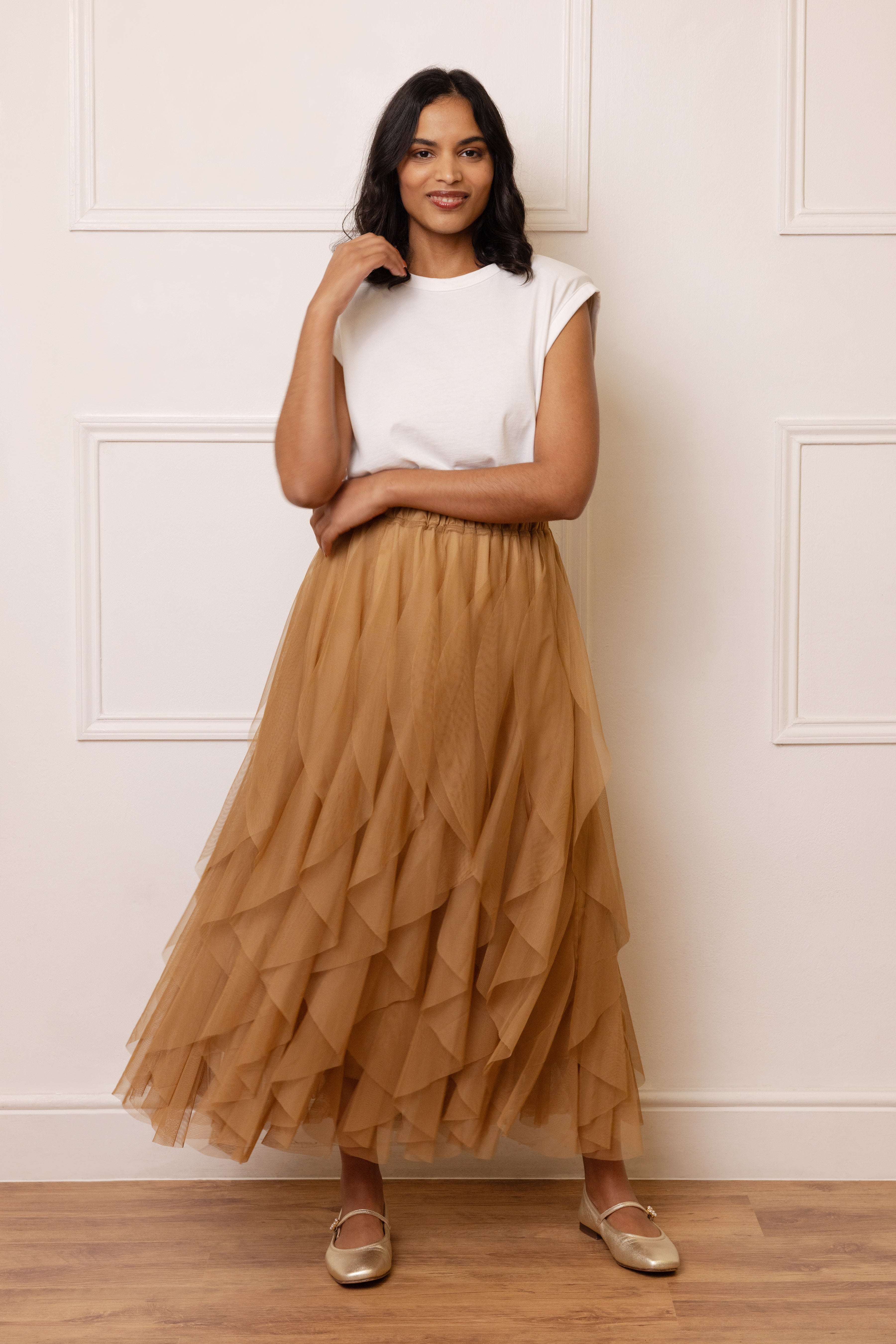 Skylar Shoulder Pad T-Shirt - White