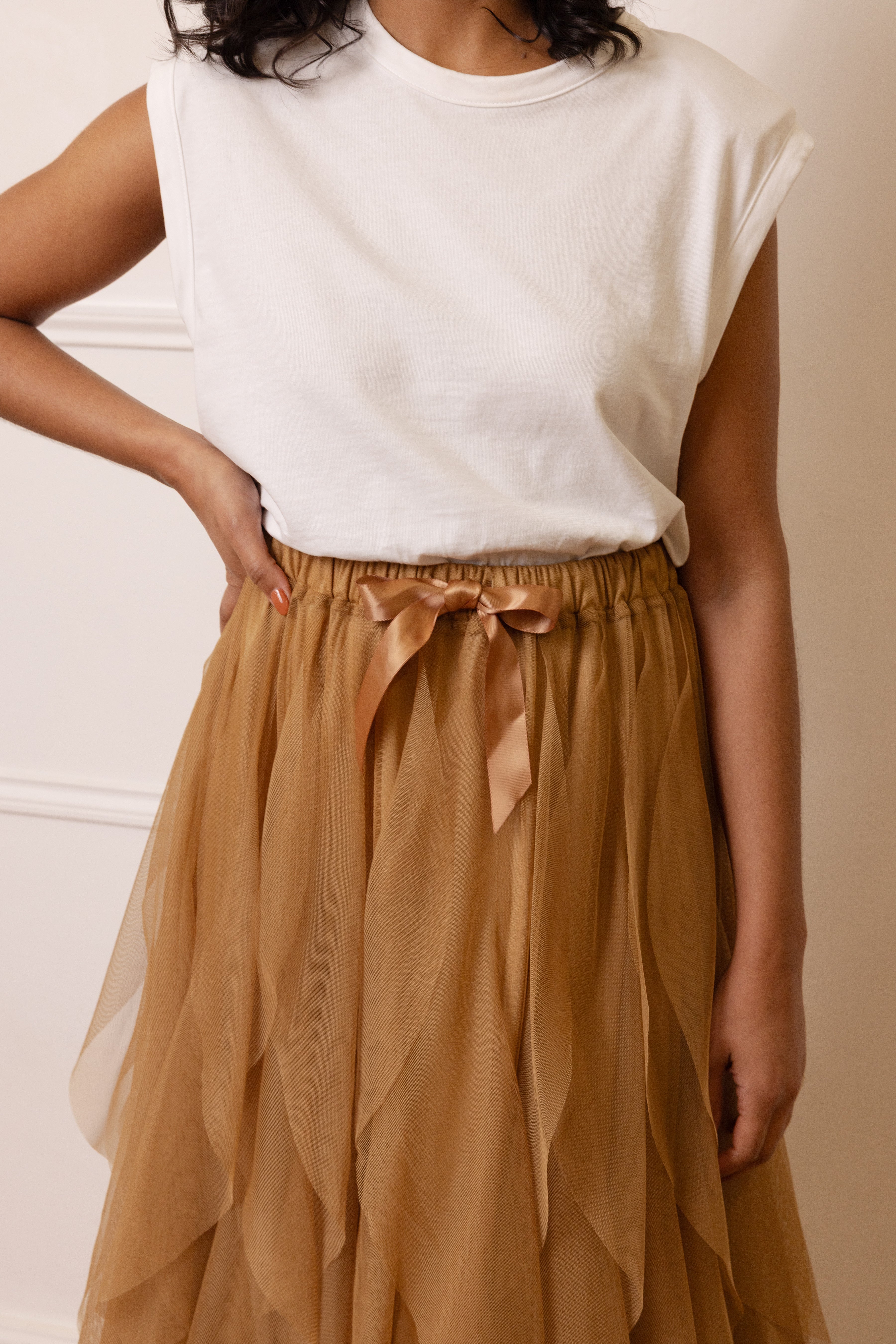 Iris Tulle Maxi Skirt - Taupe - Eleven Loves