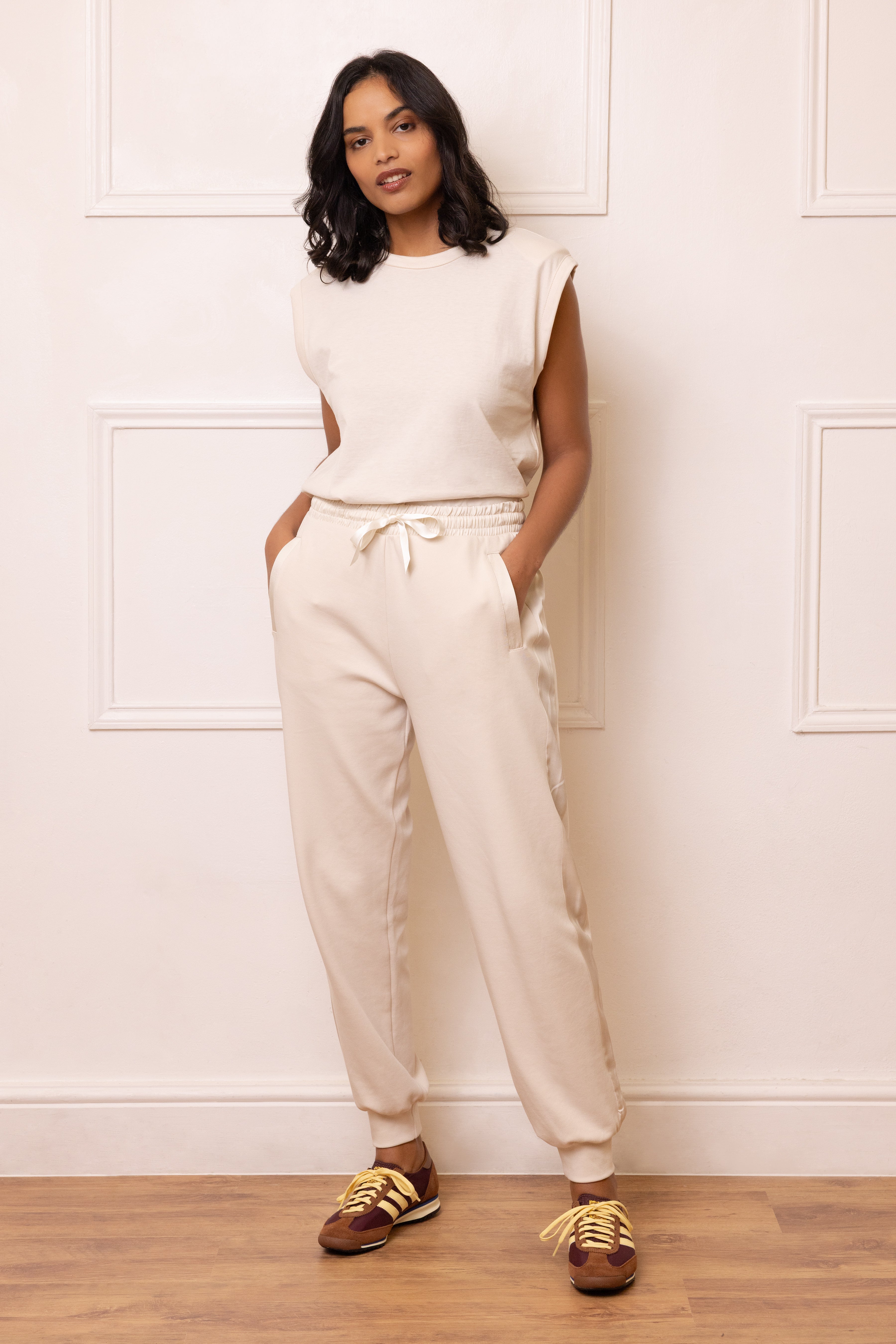 Perfect Side Stripe Joggers - Vanilla