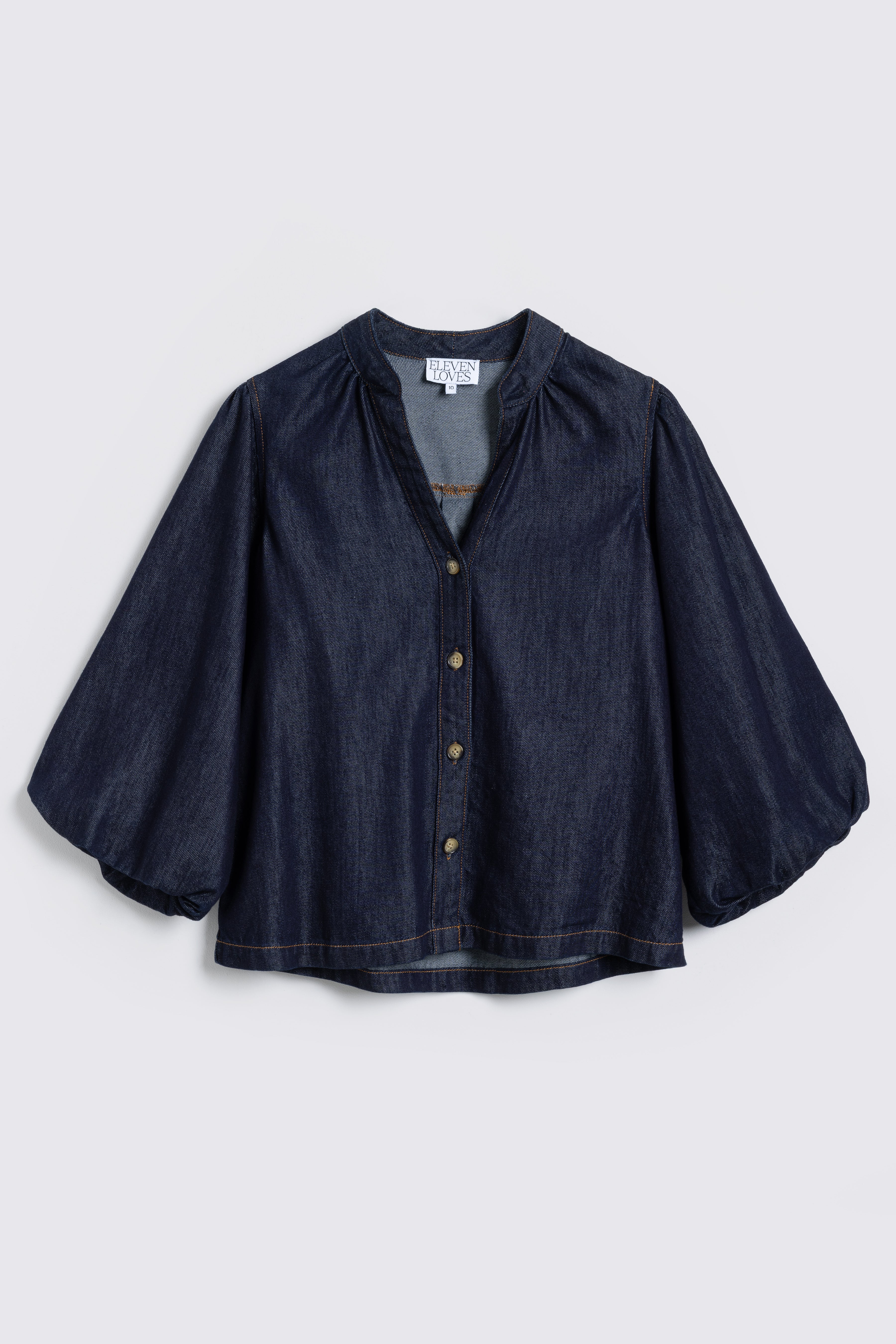 Odette Denim Blouse - Dark Wash