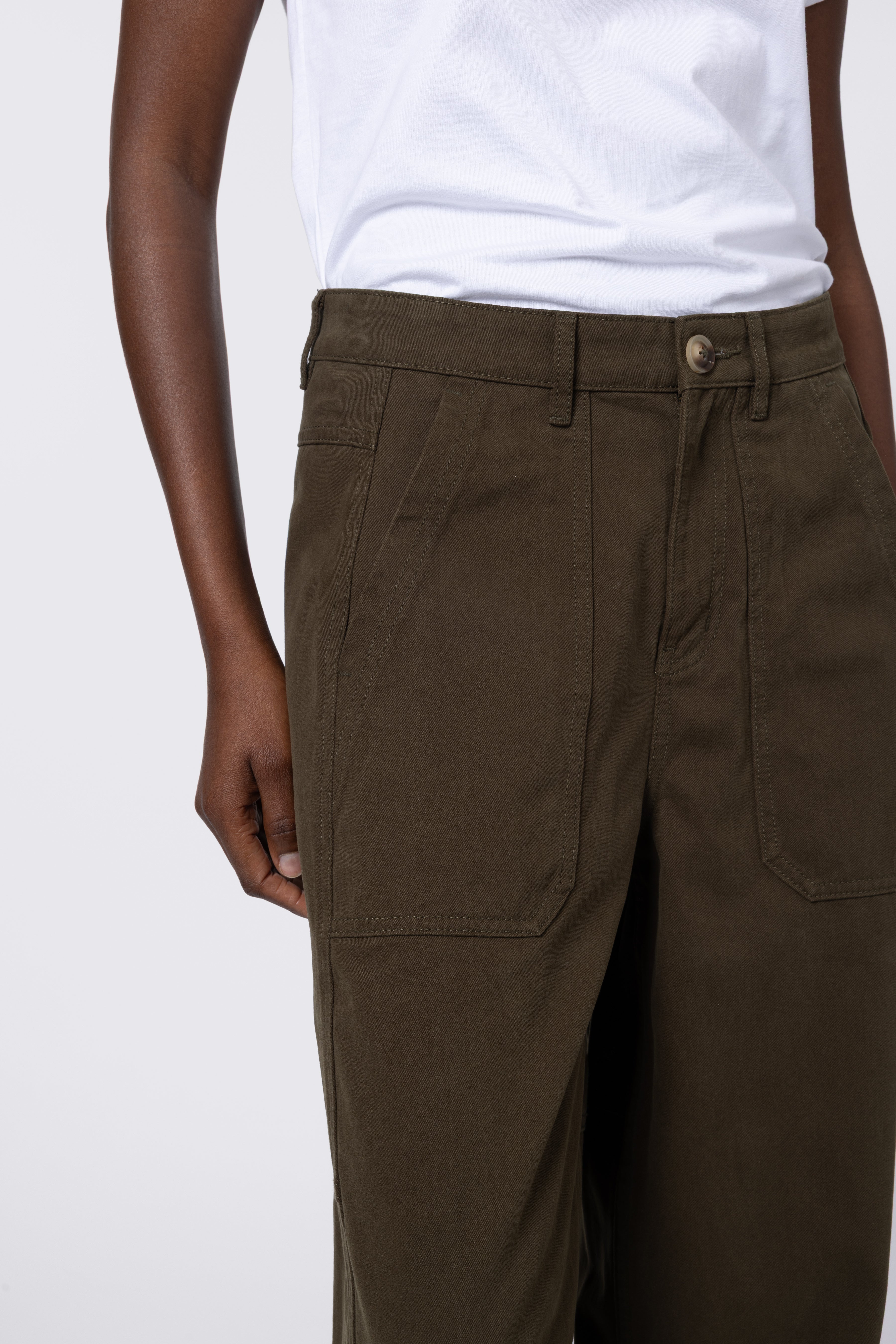 Billie Barrel Leg Trousers - Olive