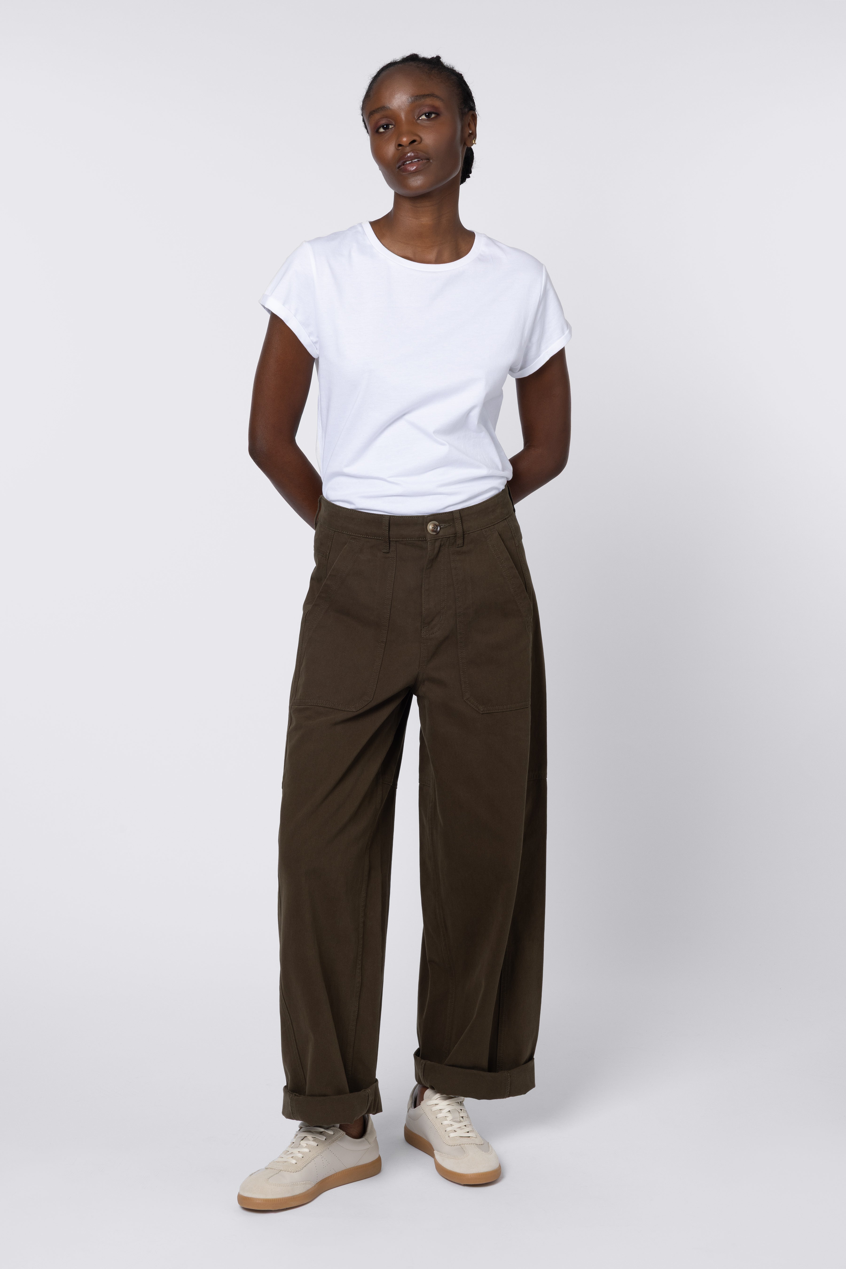 Billie Barrel Leg Trousers - Olive