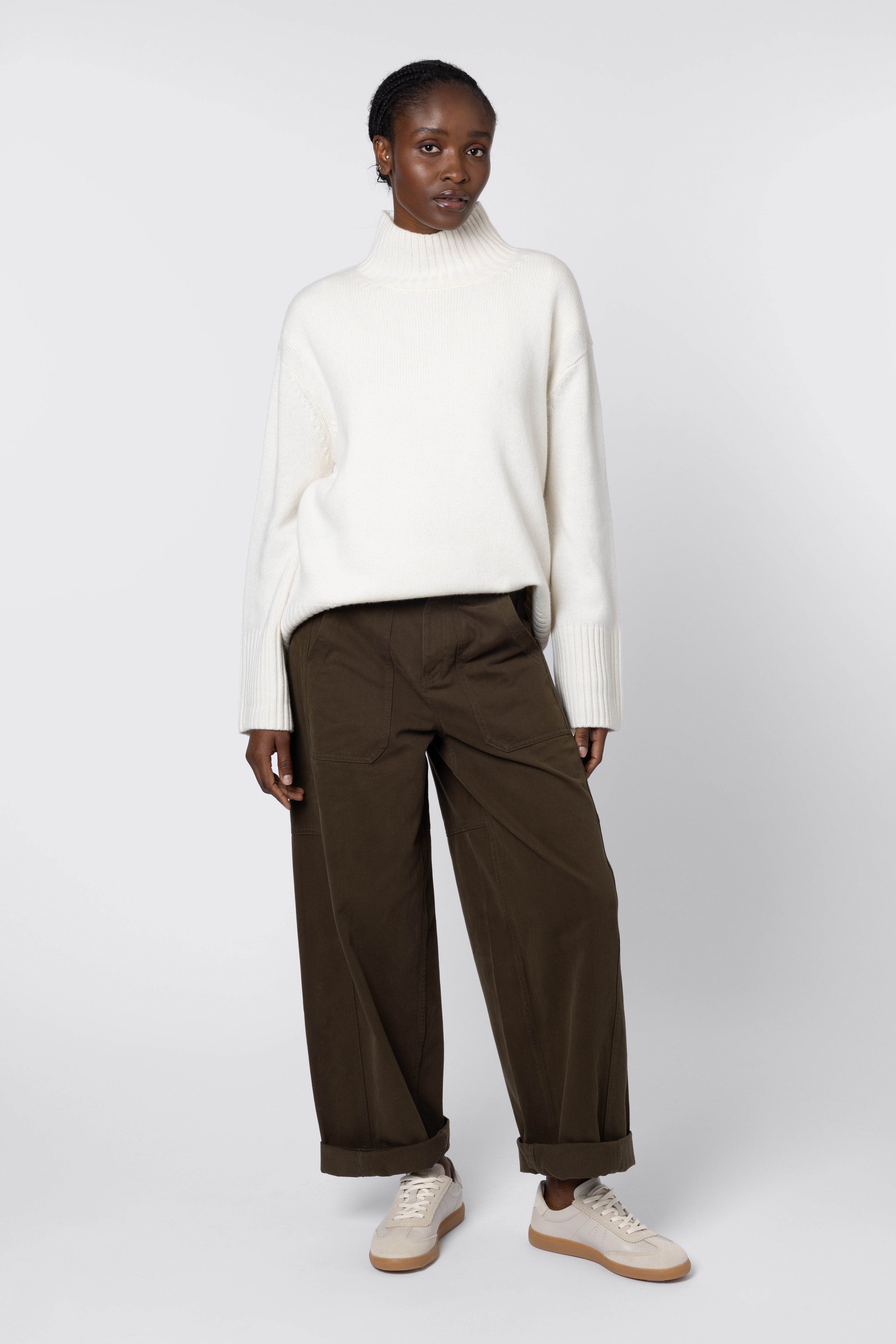 Billie Barrel Leg Trousers - Olive