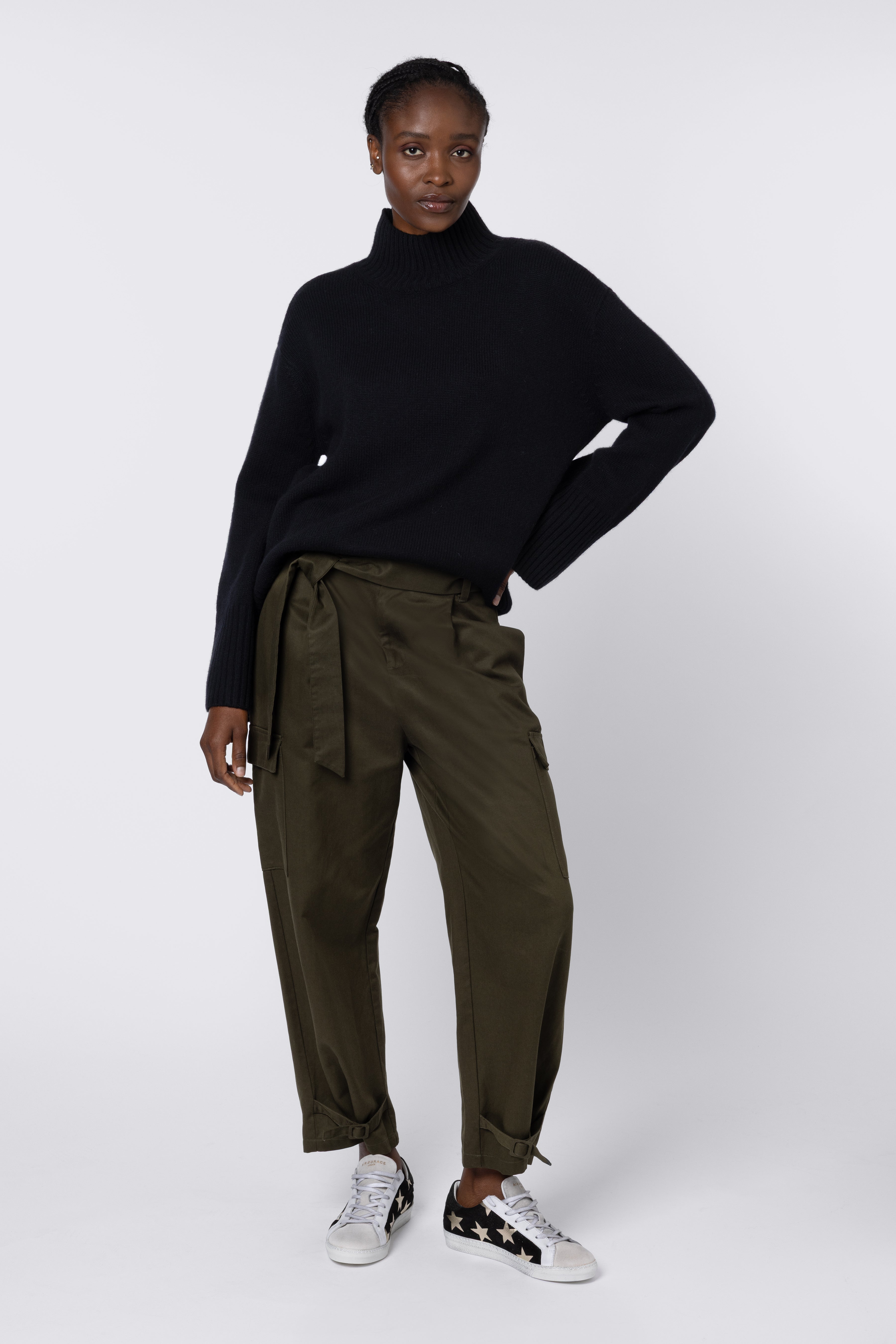 Belle Funnel Neck Jumper - Black