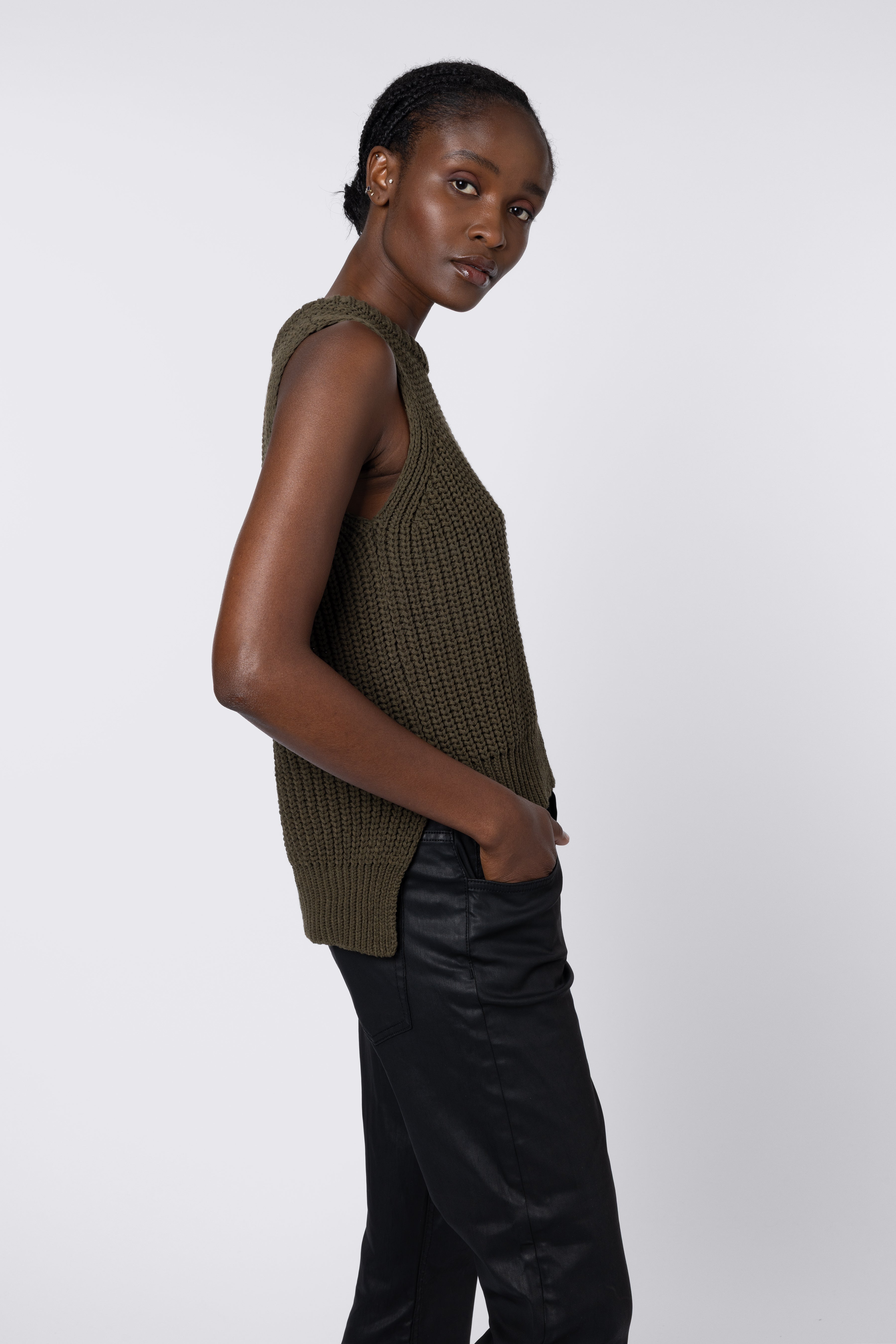 Rebecca Ribbed Tank Top - Olive