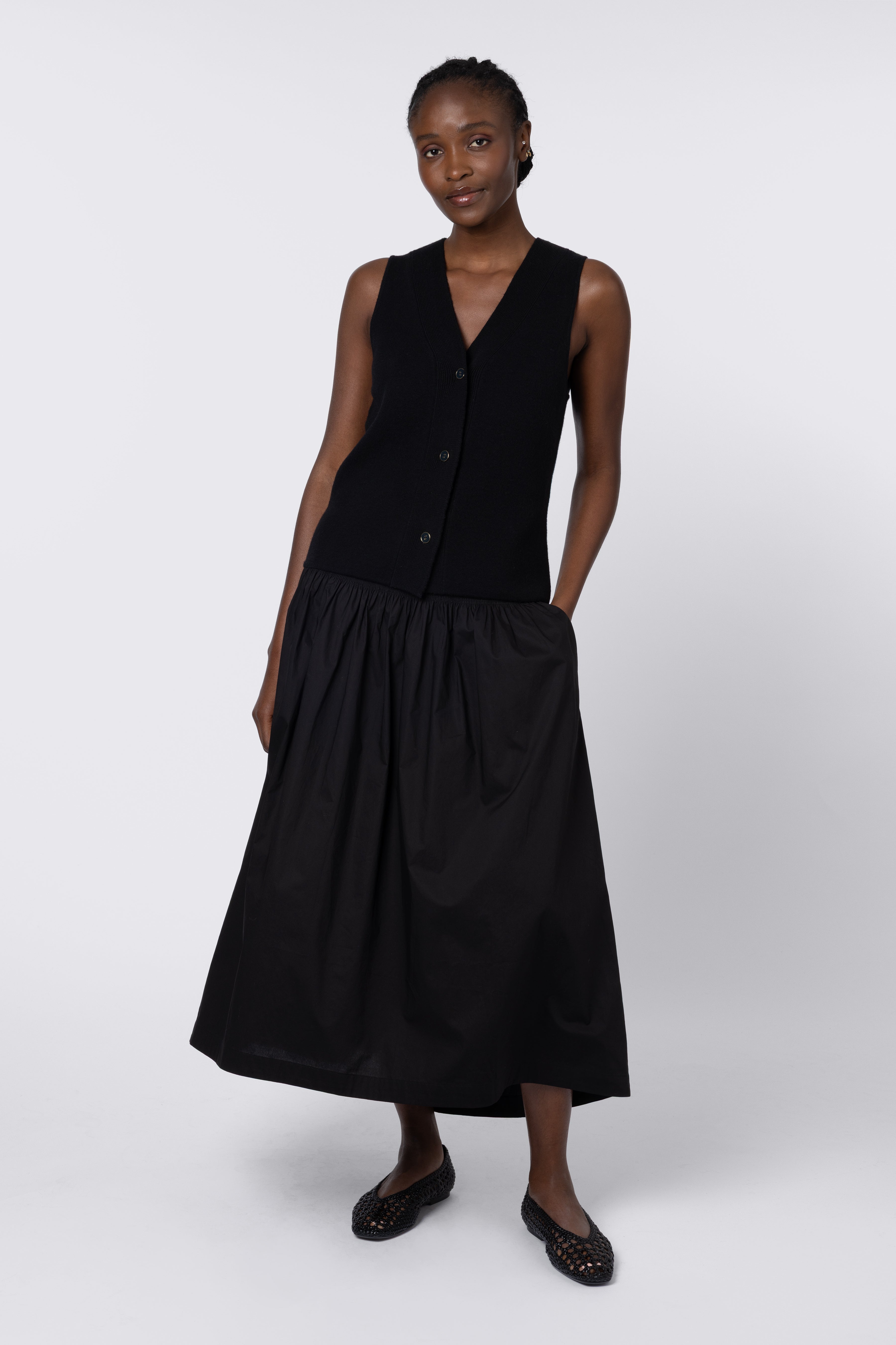 Drew Dip Hem Skirt - Black