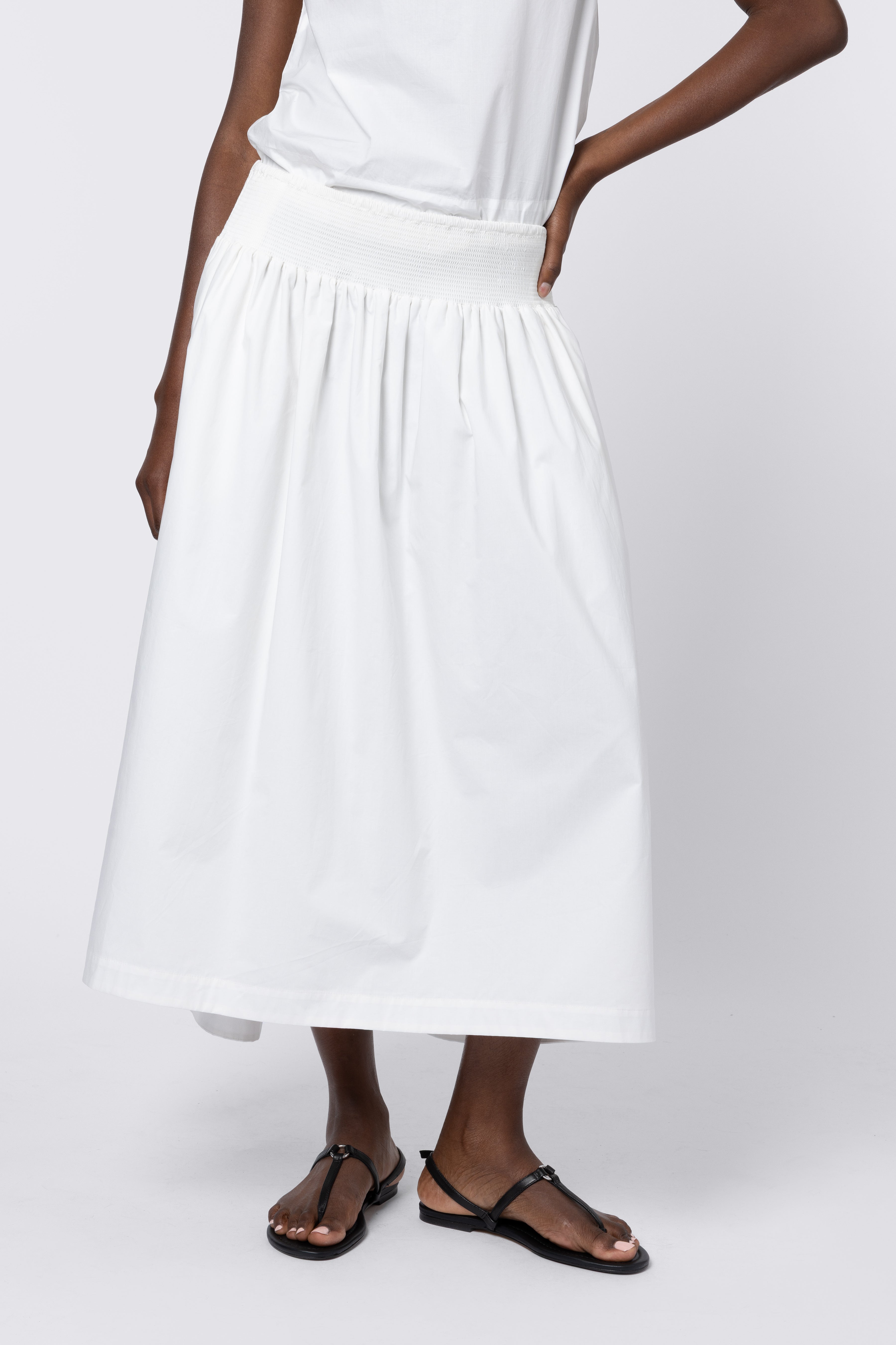 Drew Dip Hem Skirt - White